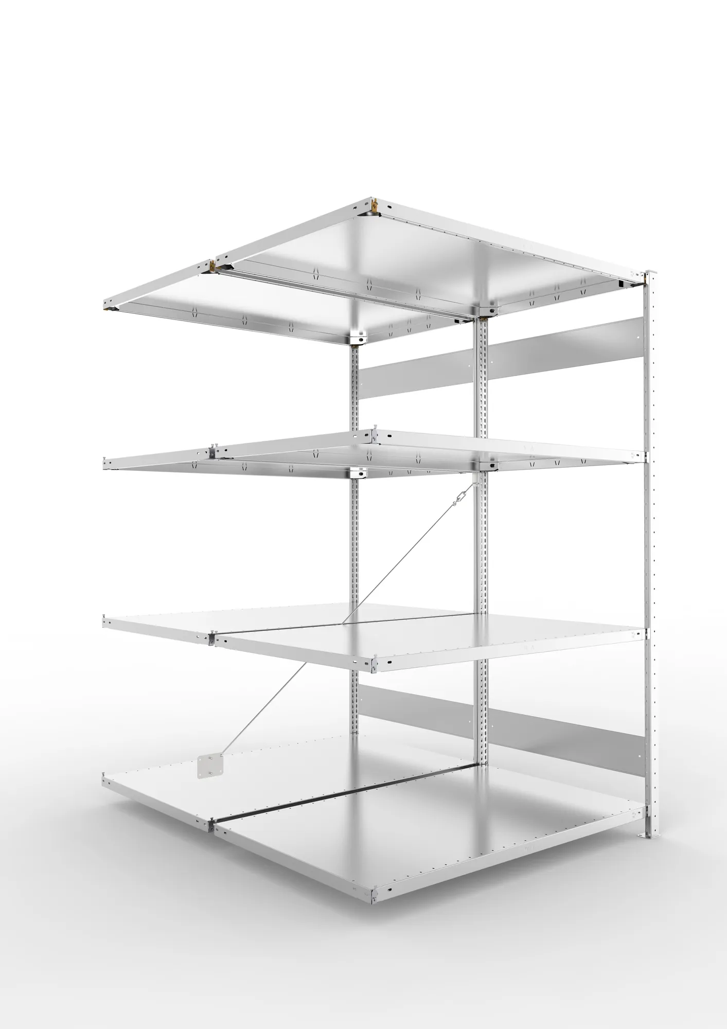 META CLIP | Fachbodenregal | Doppel-Anbauregal | 2000 x 1300 x 800 mm | Fachlast 230 kg | 3+1 Ebenen | verzinkt
