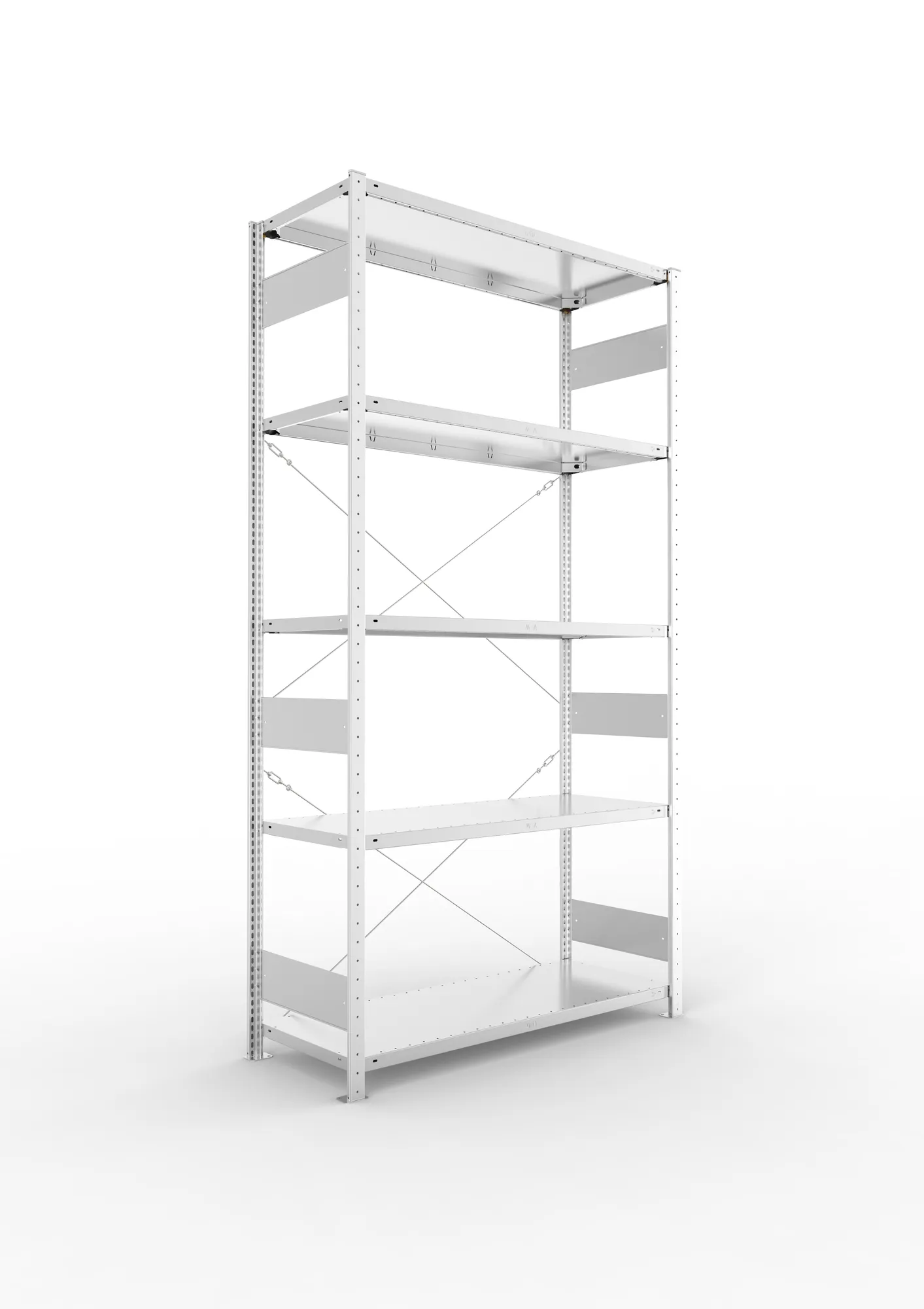 META CLIP S3 | Fachbodenregal | Grundregal | 2500 x 1300 x 500 mm | Fachlast 230 kg | 4+1 Ebenen | verzinkt