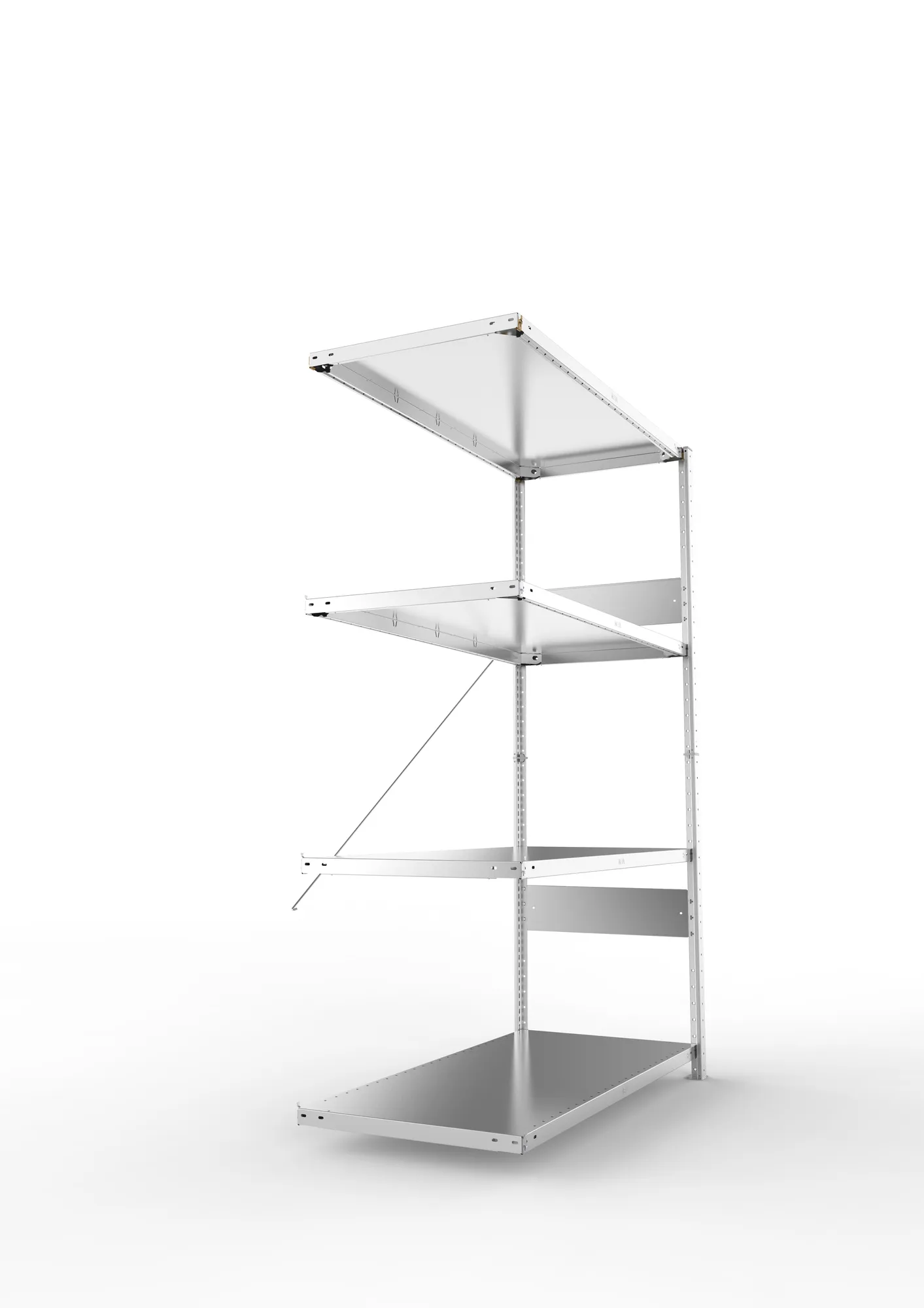 META CLIP SPLIT | Fachbodenregal | Anbauregal | 2000 x 1300 x 600 mm | Fachlast 150 kg | 3+1 Ebenen | verzinkt