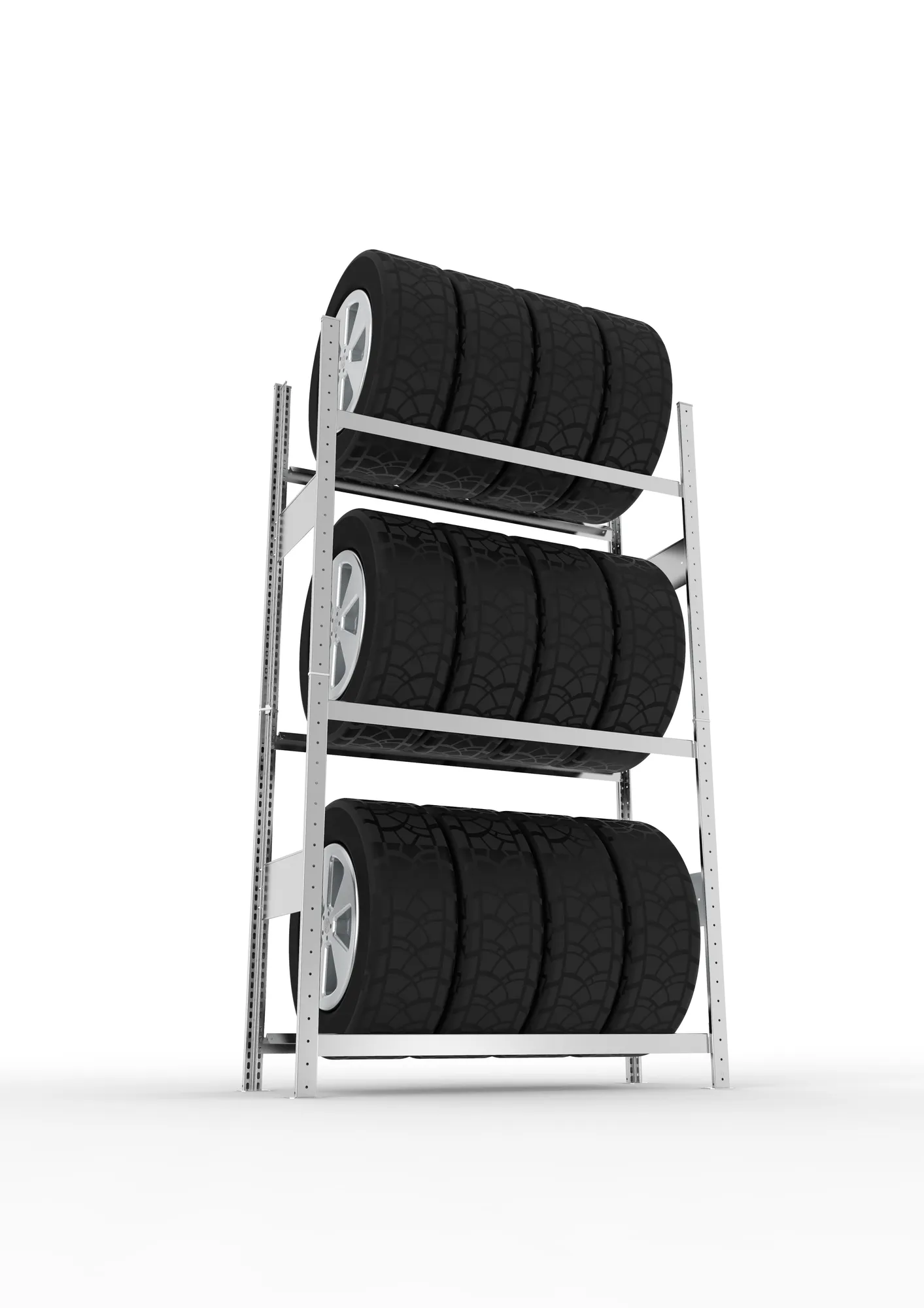 META CLIP SPLIT | Reifenregal | Grundregal | 2000 x 1150 x 400 mm | Fachlast 150 kg | 3 Ebenen | verzinkt
