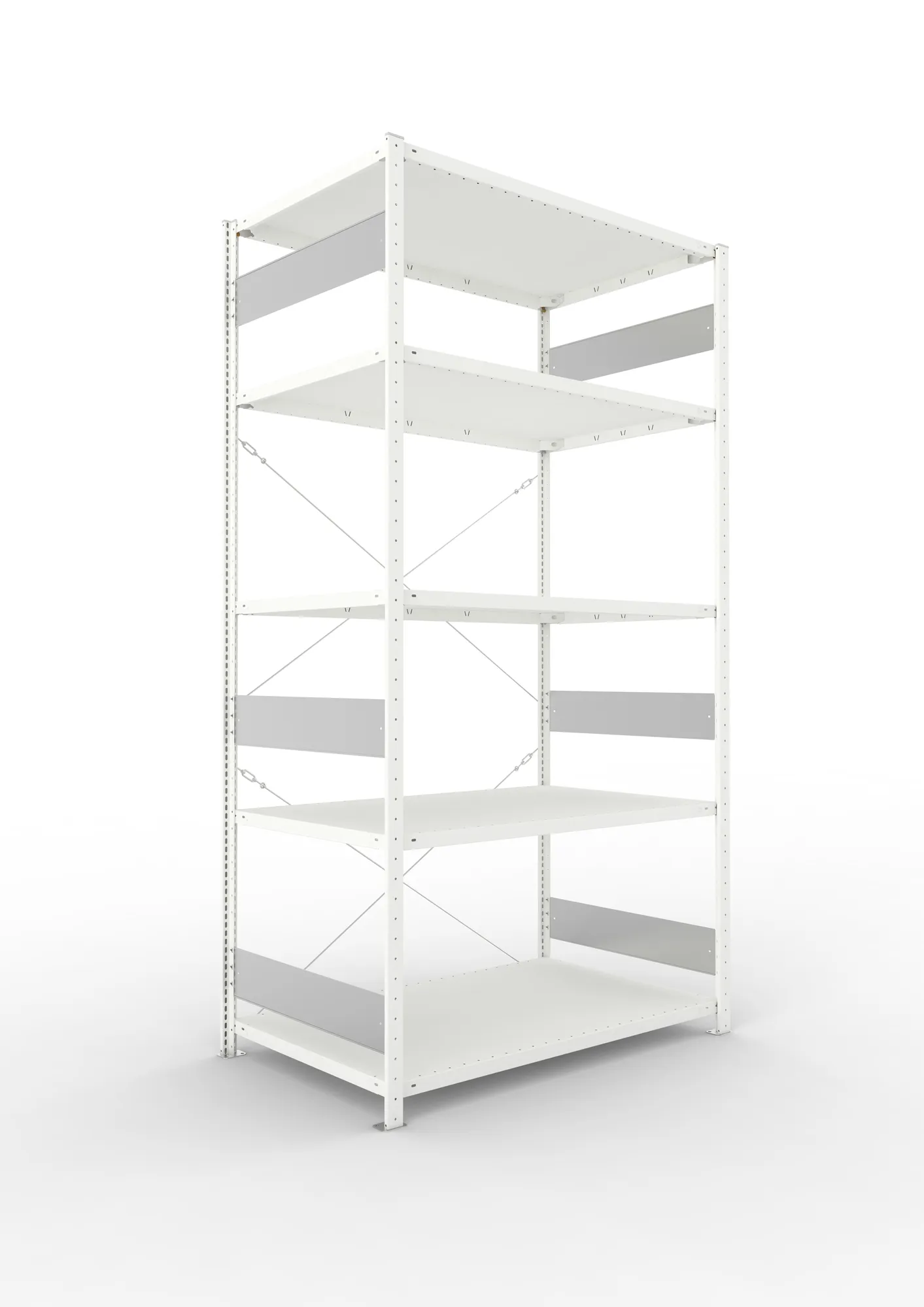 META CLIP S3 | Fachbodenregal | Grundregal | 2500 x 1300 x 800 mm | Fachlast 230 kg | 4+1 Ebenen | RAL 7035