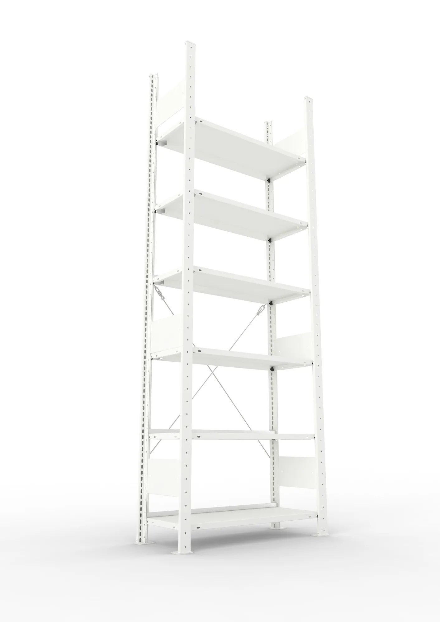 META COMPACT | Büro-Steckregal | Grundregal | 2200 x 750 x 300 mm | Fachlast 80 kg | 6 Ebenen | RAL 7035