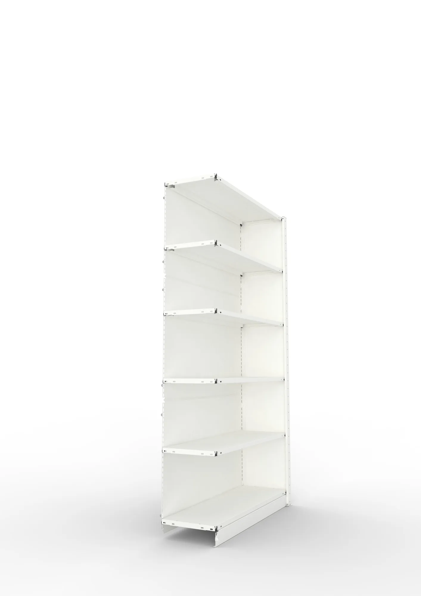 META COMPACT | Büro-Steckregalwand | Anbauregal | 1850 x 1000 x 300 mm | Fachlast 80 kg | 5+1 Ebenen | RAL 7035