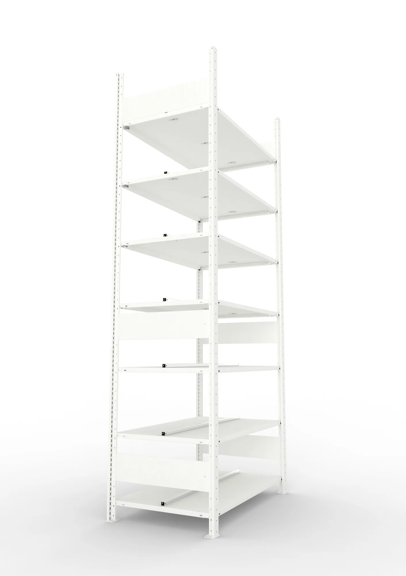 META COMPACT | Büro-Steckregal | Grundregal | 2500 x 1000 x 600 mm | Fachlast 100 kg | 7 Ebenen | RAL 7035