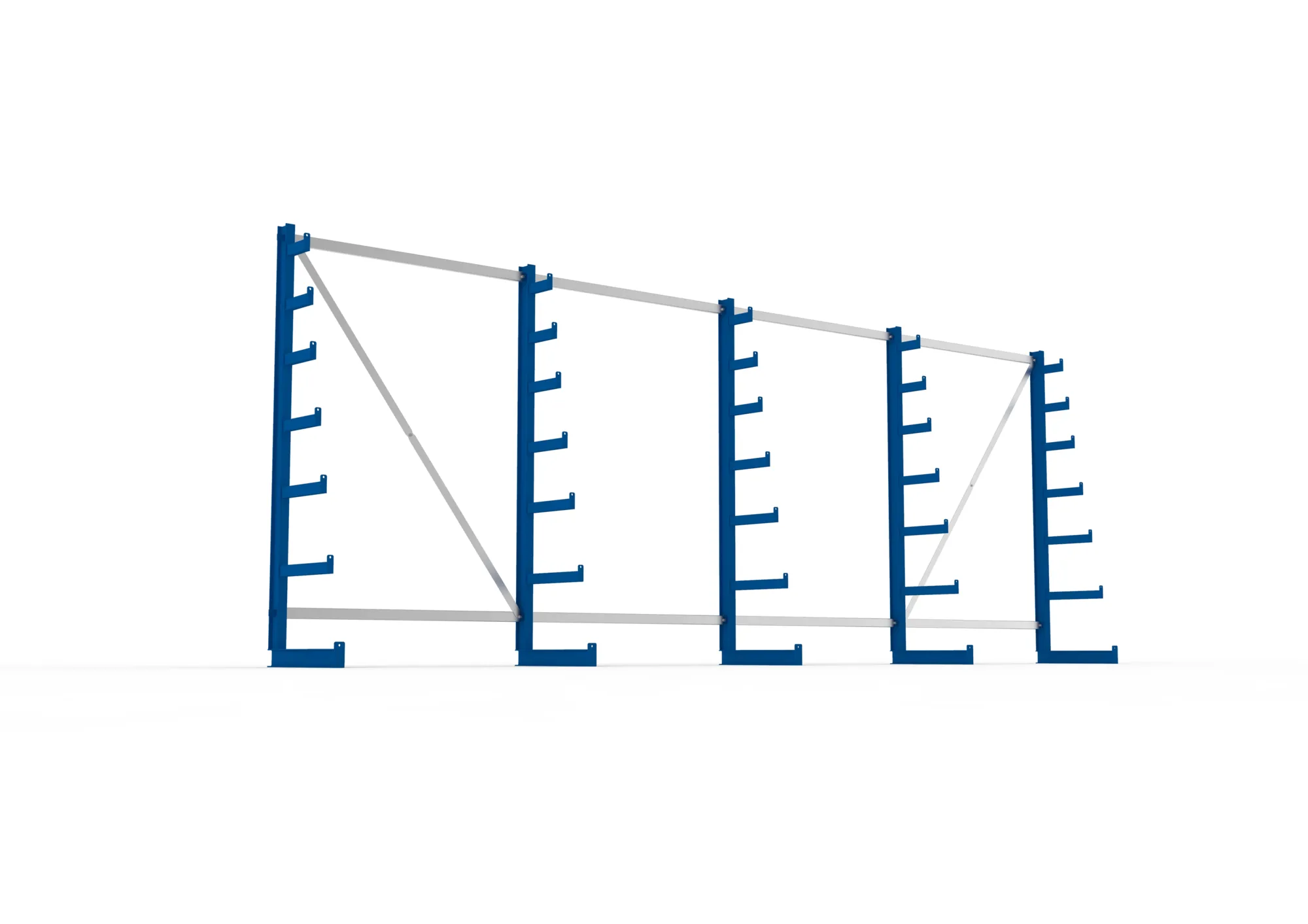 META ATLAS ST | Langgutregal | 4 Felder | 2000 x 5400 x 500 mm | Armlast 200 kg | einseitig | 6+1 Ebenen | RAL 5010