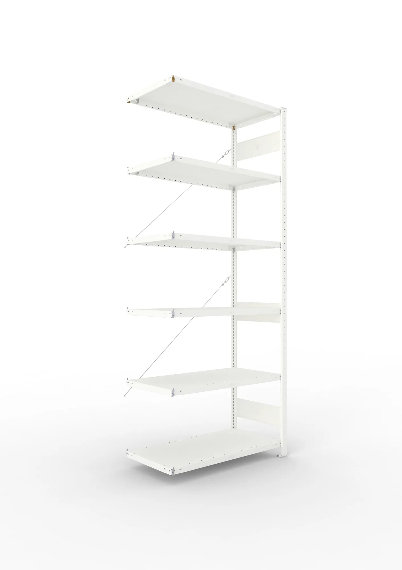 META CLIP | Fachbodenregal | Anbauregal | 2500 x 1000 x 500 mm | Fachlast 100 kg | 5+1 Ebenen | RAL 7035