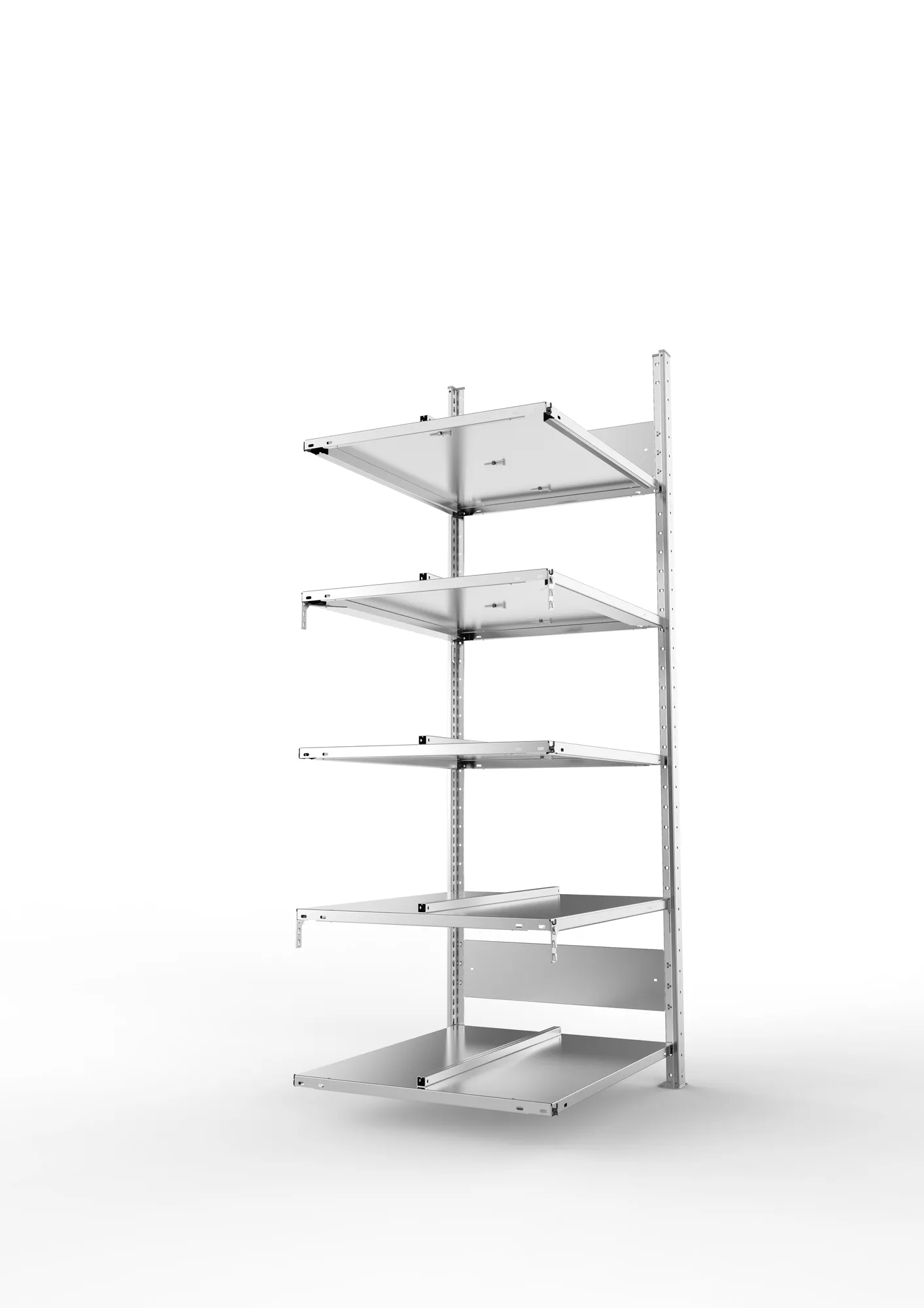 META COMPACT S3| Büro-Steckregal | Doppel-Anbauregal | 1850 x 750 x 600 mm | Fachlast 100 kg | 5 Ebenen | Mittelanschlag | verzinkt
