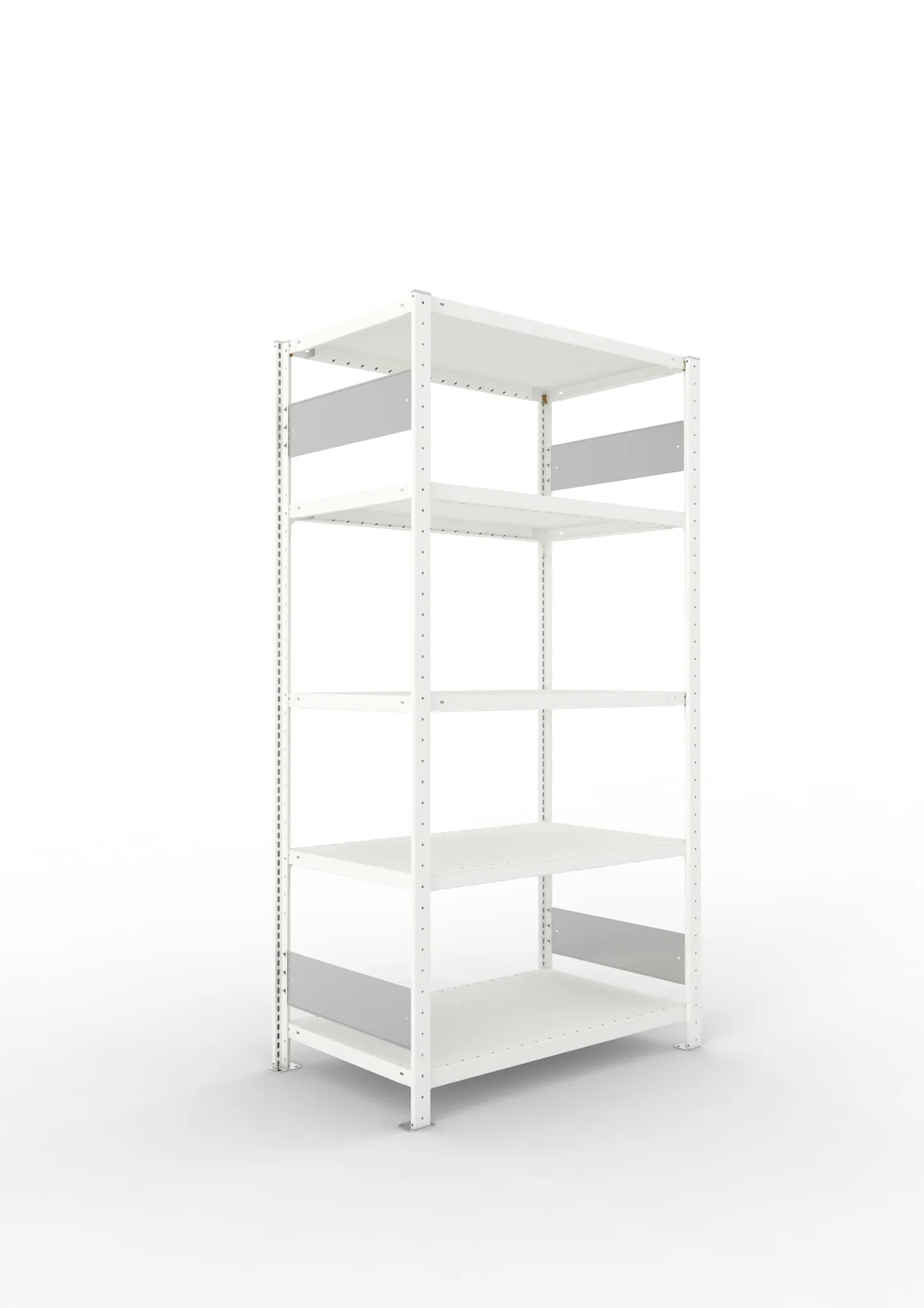 META CLIP S3 | Fachbodenregal | Grundregal | 2000 x 1000 x 600 mm | Fachlast 230 kg | 4+1 Ebenen | Längsriegel | RAL 7035