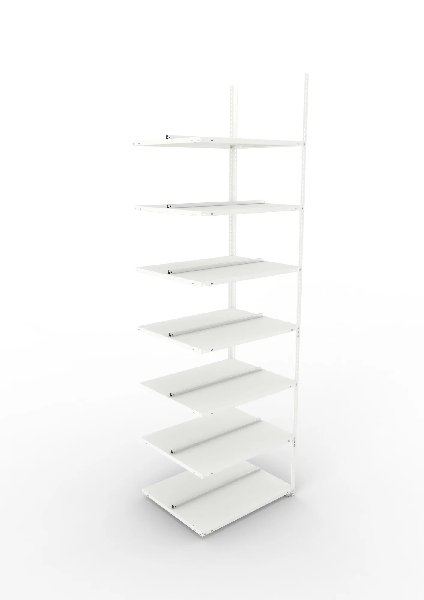META FIX COMPACT | Büro-Schraubregal | Anbauregal | 2500 x 750 x 600 mm | Fachlast 100 kg | 7 Ebenen | RAL 7035