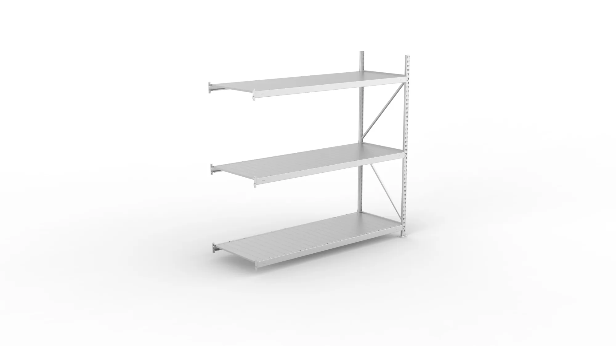 META MINI-RACK Weitspannregal | Anbauregal | 2200 x 2200 x 800 mm | Fachlast 600 kg | Stahlpaneelböden | 3 Ebenen