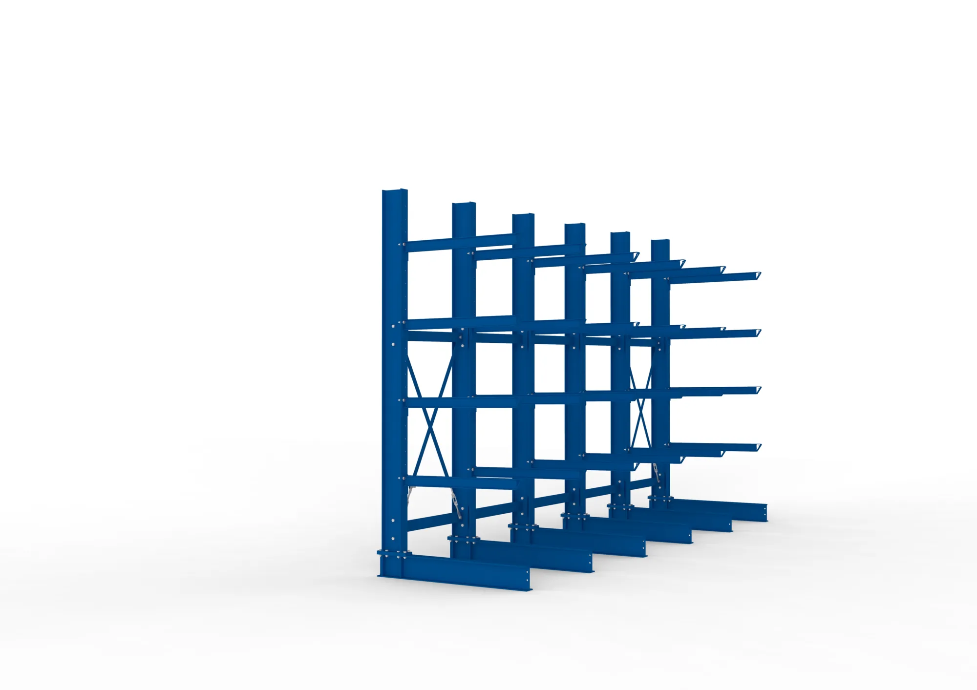 META MULTISTRONG H | Kragarmregal | 5 Felder | 3000 x 5000 x 1000 mm | Armlast 505 kg | einseitig | 4+1 Ebenen