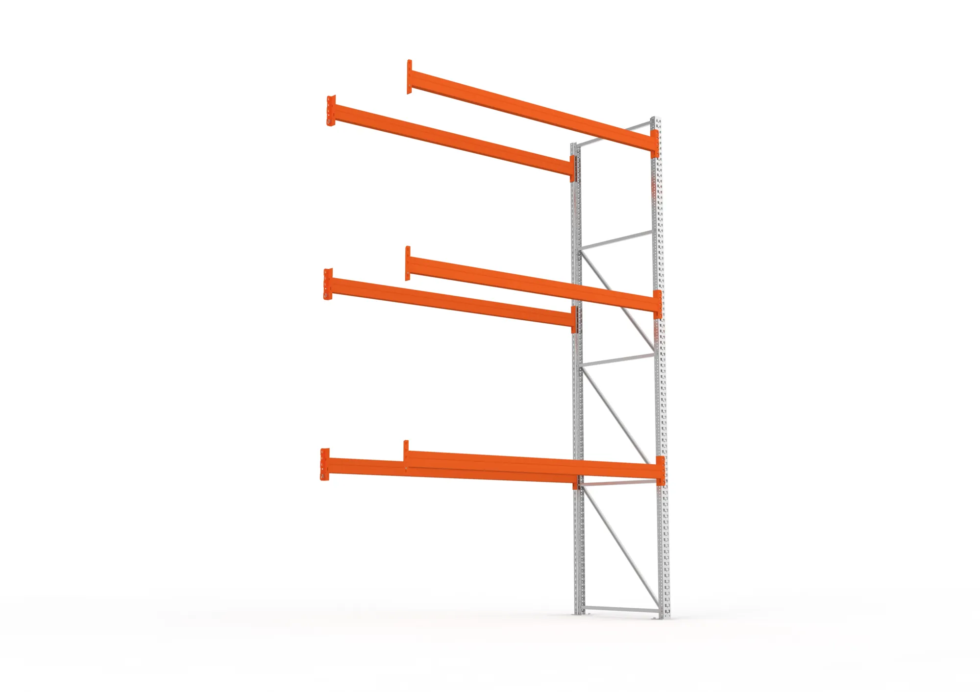 META MULTIPAL | Palettenregal | Anbauregal | 4400 x 2700 x 1100 mm | Fachlast 940 kg | 4 Ebenen | 12 Paletten | verzinkt