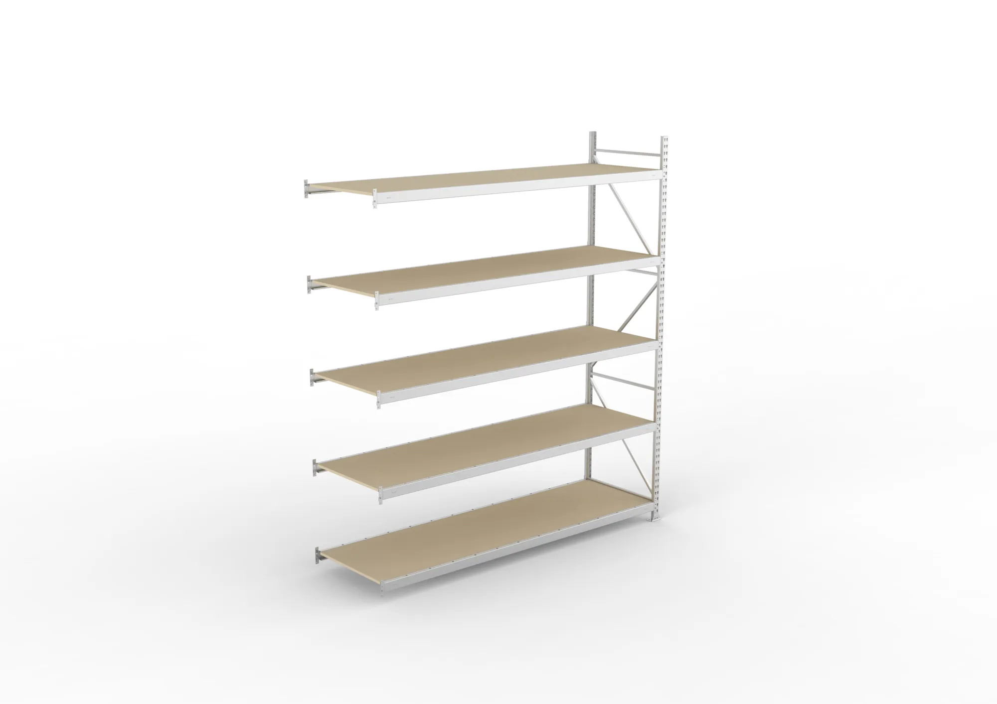 META MINI-RACK Weitspannregal | Anbauregal | 3000 x 2600 x 800 mm | Fachlast 490 kg | Spanplattenböden | 5 Ebenen