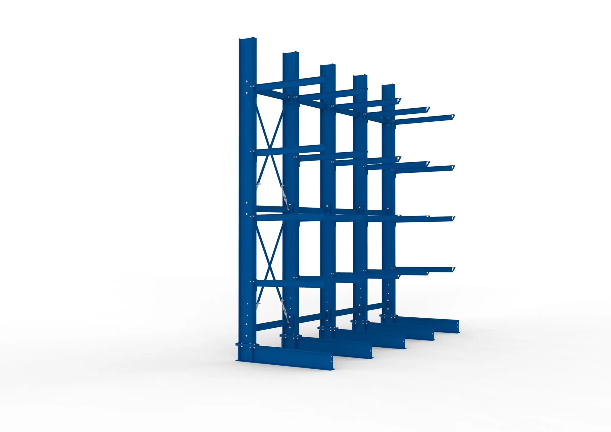 META MULTISTRONG H | Kragarmregal | 4 Felder | 4000 x 4000 x 1000 mm | Armlast 505 kg | einseitig | 4+1 Ebenen