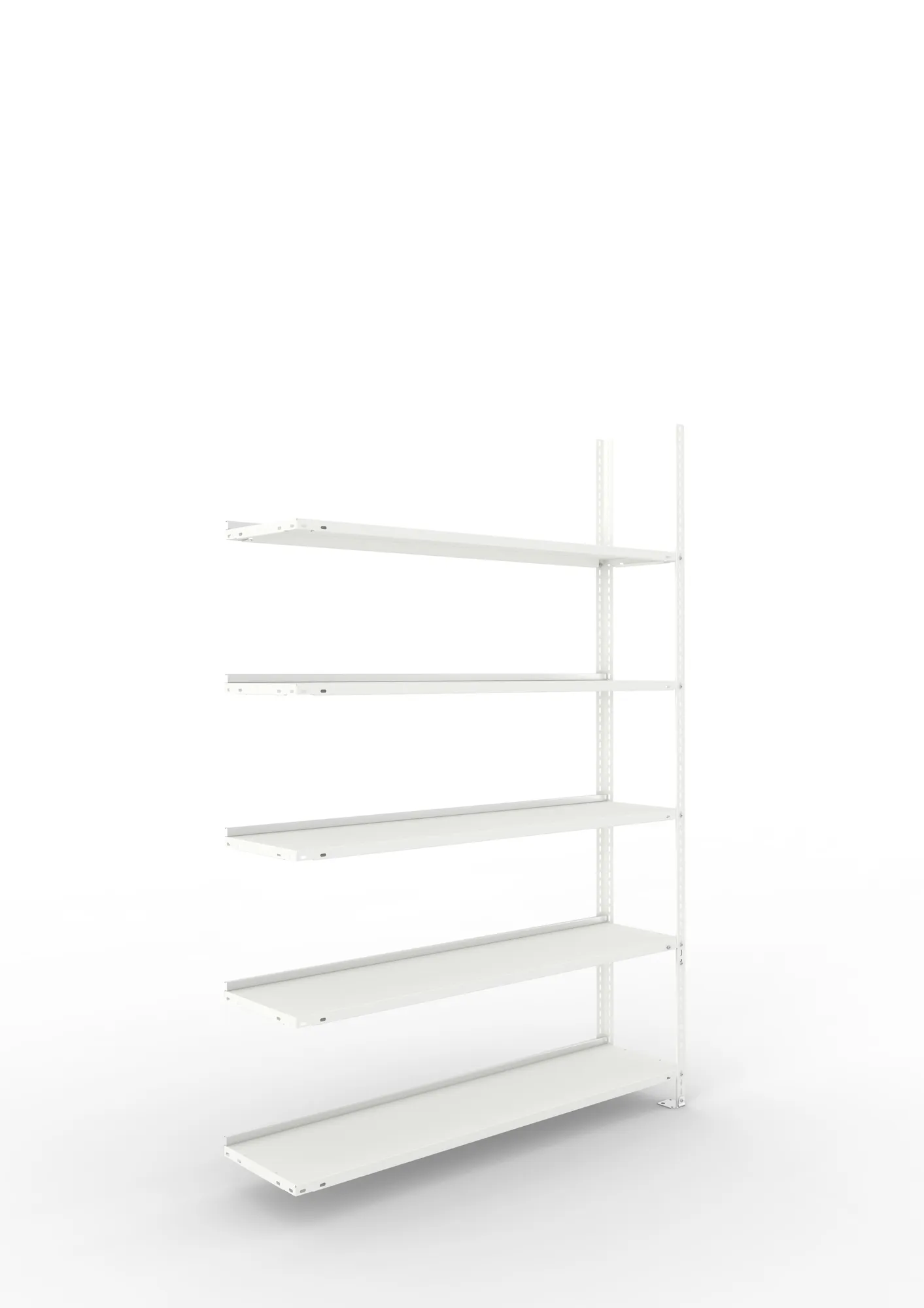 META FIX COMPACT | Büro-Schraubregal | Anbauregal | 1850 x 1250 x 300 mm | Fachlast 80 kg | 5 Ebenen | RAL 7035