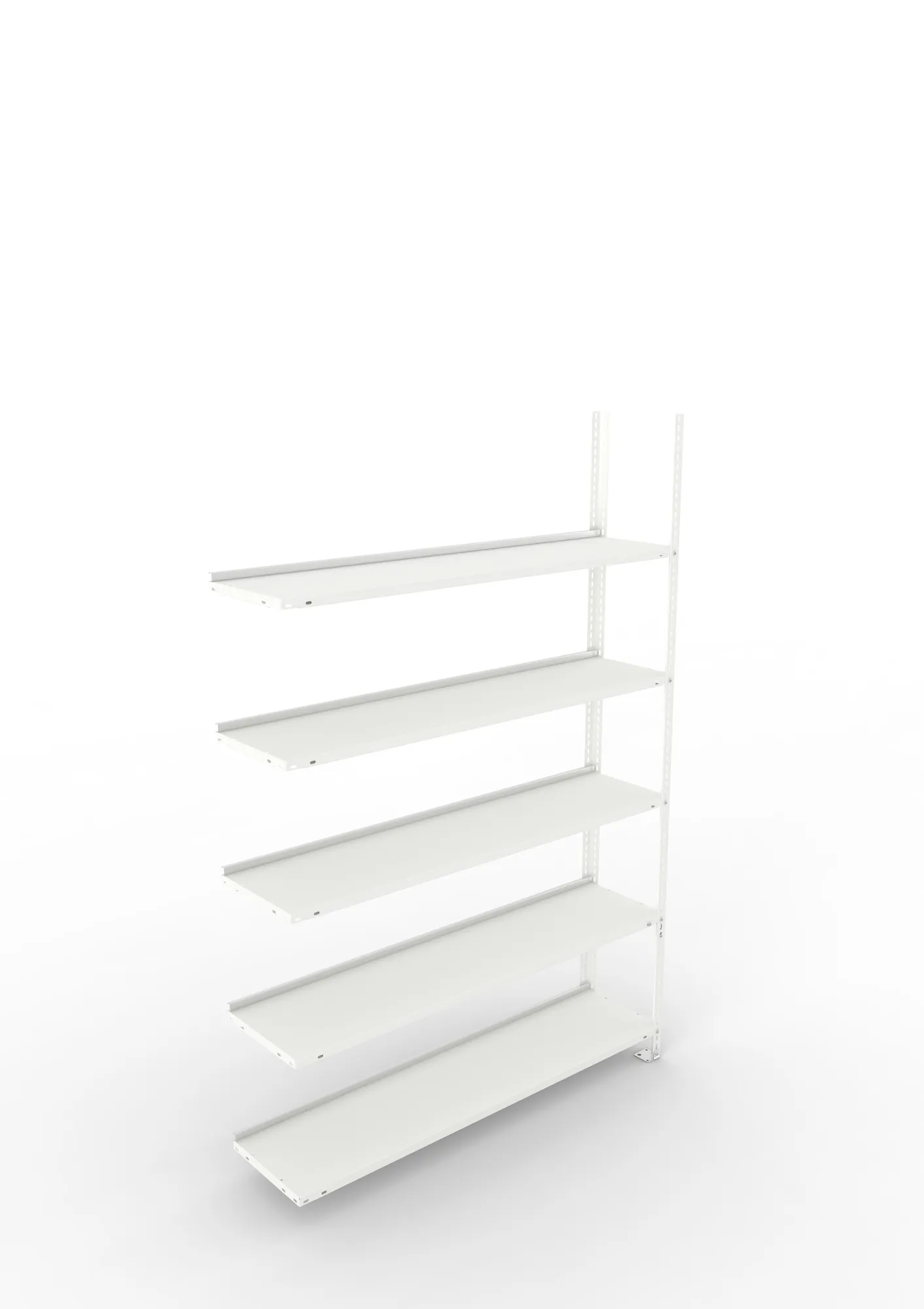META FIX COMPACT | Büro-Schraubregal | Anbauregal | 1850 x 1250 x 300 mm | Fachlast 80 kg | 5 Ebenen | RAL 7035