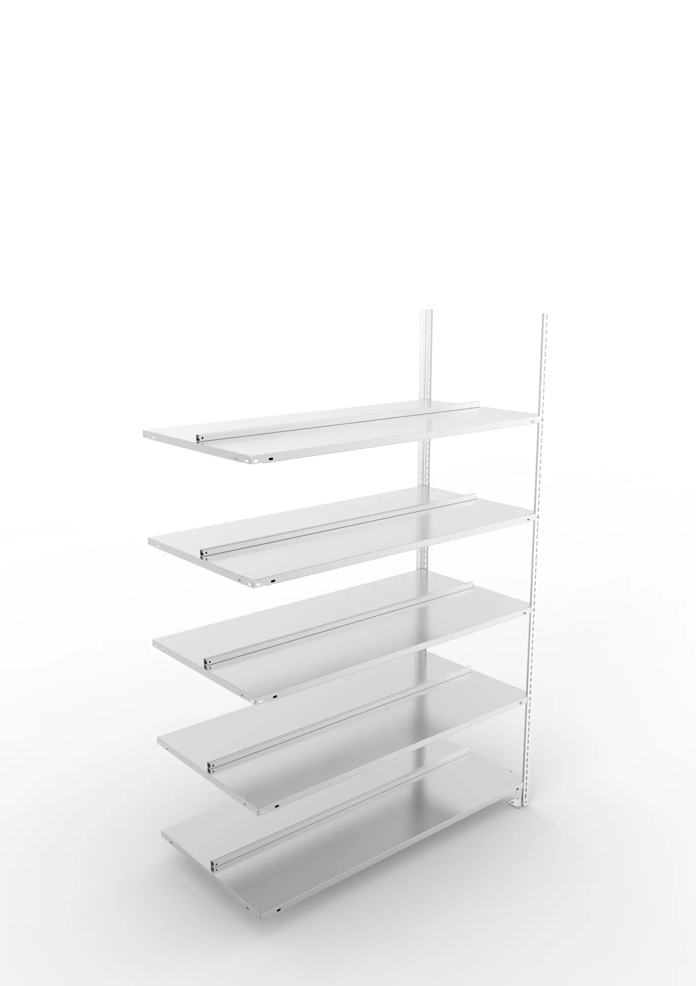 META FIX COMPACT | Büro-Schraubregal | Anbauregal | 1850 x 1250 x 600 mm | Fachlast 100 kg | 5 Ebenen | verzinkt