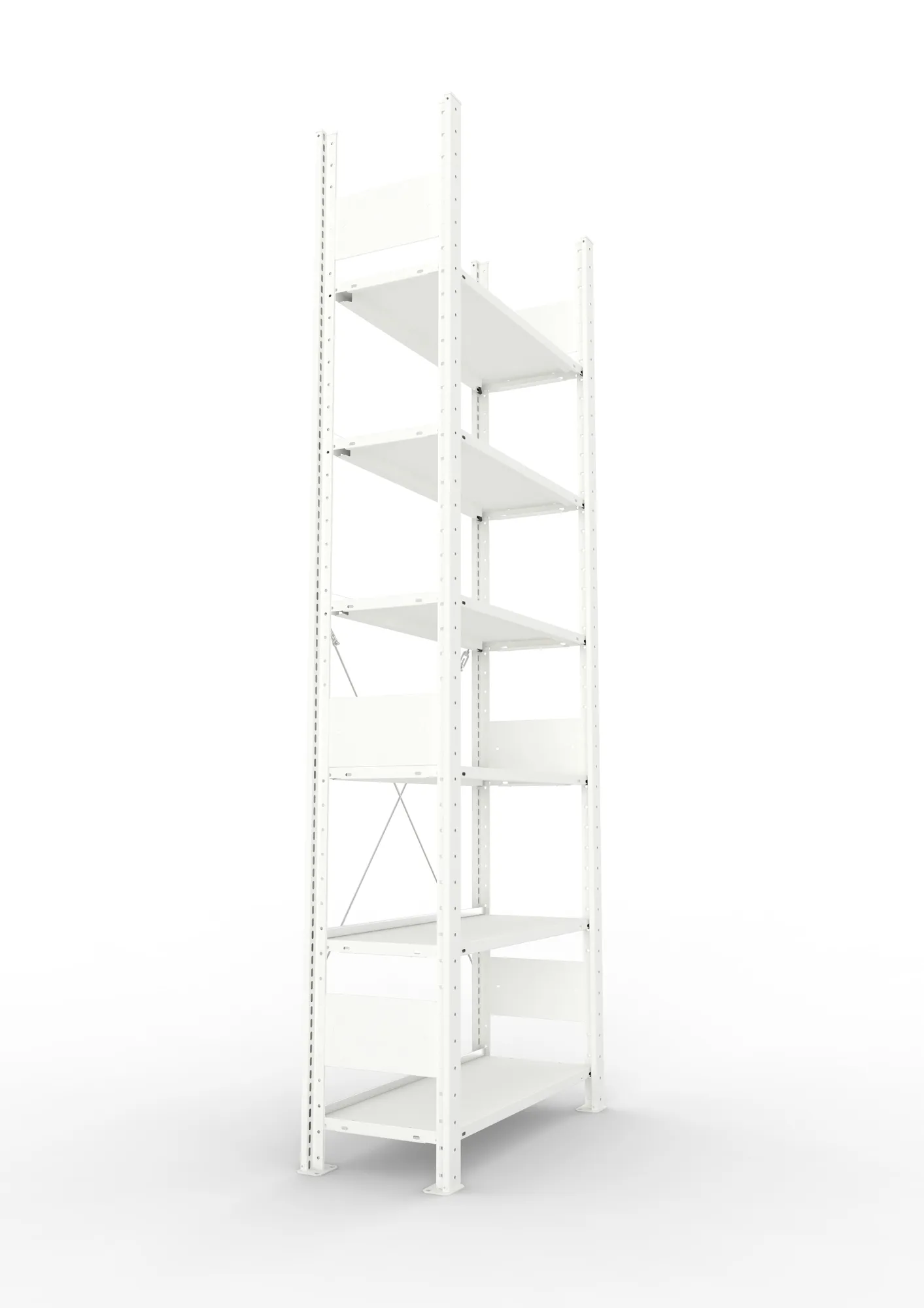 META COMPACT | Büro-Steckregal | Grundregal | 2200 x 750 x 300 mm | Fachlast 80 kg | 6 Ebenen | RAL 7035