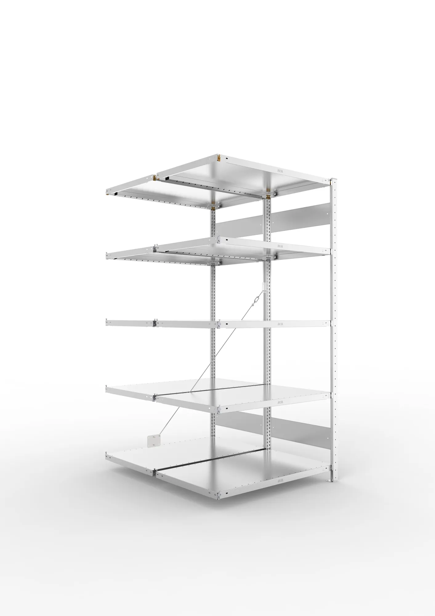 META CLIP | Fachbodenregal | Doppel-Anbauregal | 2000 x 1000 x 600 mm | Fachlast 100 kg | 4+1 Ebenen | verzinkt