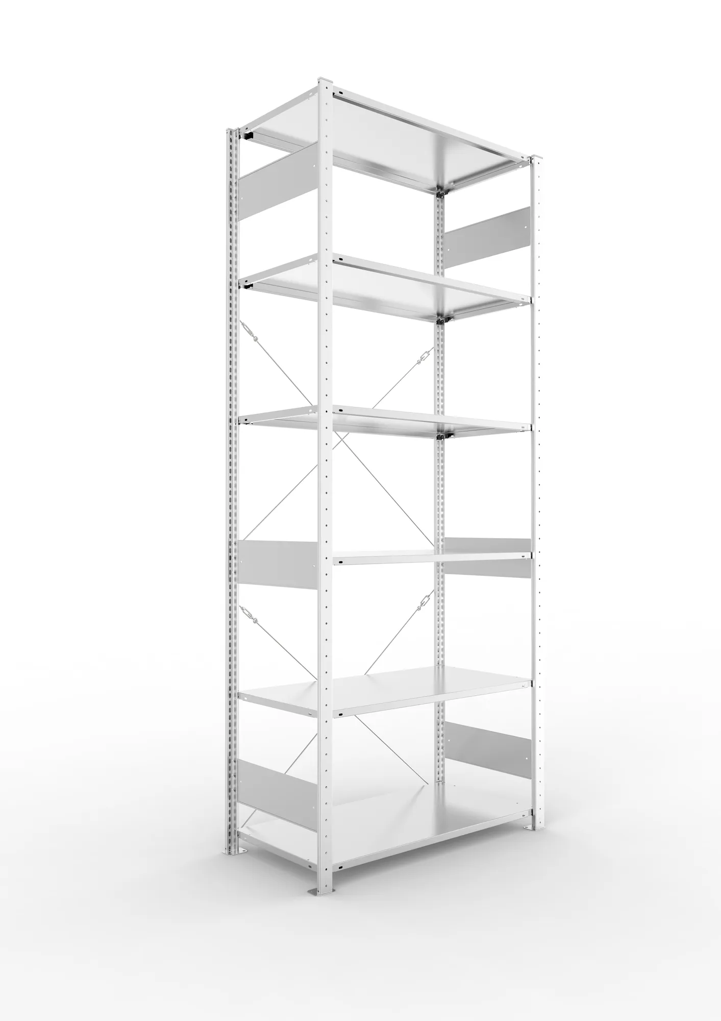 META CLIP S3 | Fachbodenregal | Grundregal | 2500 x 1000 x 500 mm | Fachlast 80 kg | 5+1 Ebenen | verzinkt