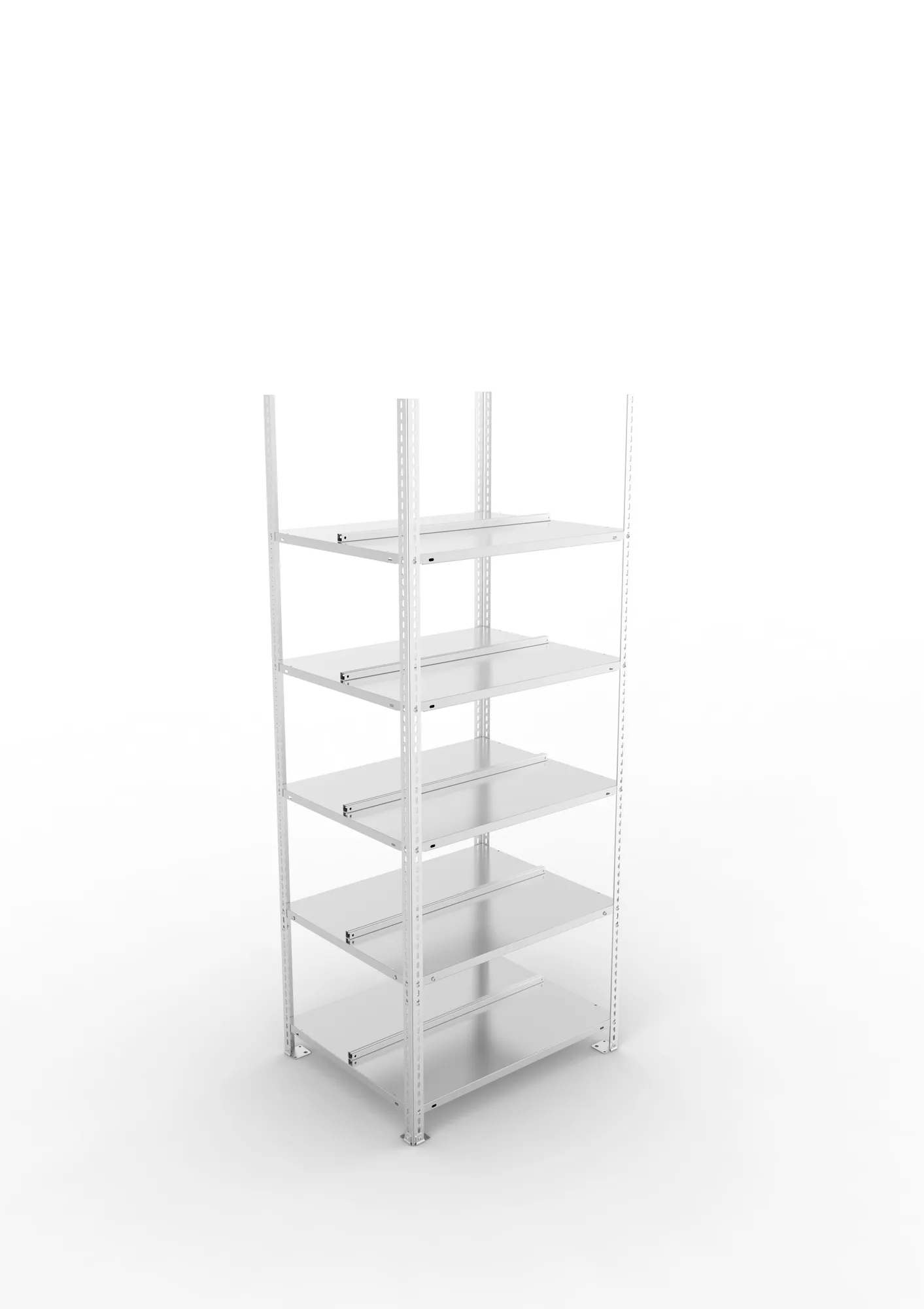 META FIX COMPACT | Büro-Schraubregal | Grundregal | 1850 x 750 x 600 mm | 90 kg | 5 Ebenen | verzinkt