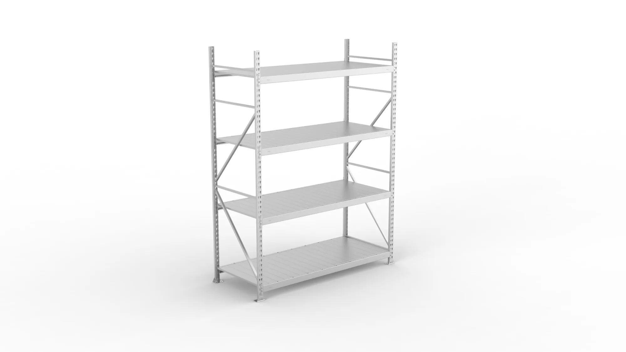 META MINI-RACK Weitspannregal | Grundregal | 2500 x 1800 x 800 mm | Fachlast 600 kg | Stahlpaneelböden | 4 Ebenen