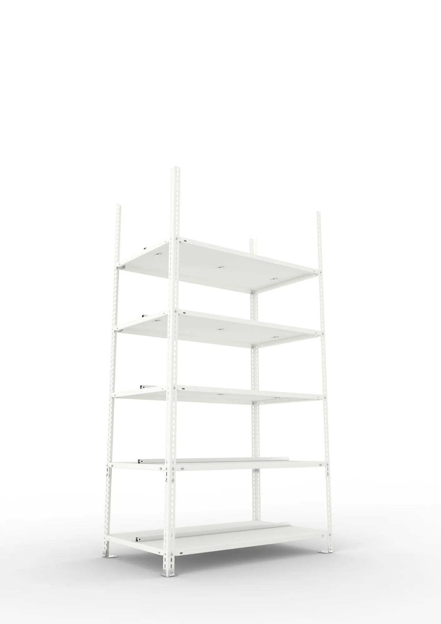 META FIX COMPACT | Büro-Schraubregal | Grundregal | 1850 x 1000 x 600 mm | 70 kg | 5 Ebenen | RAL 7035