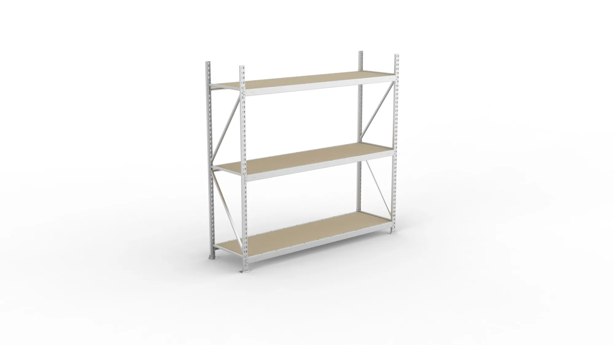 META MINI-RACK Weitspannregal | Grundregal | 2200 x 2200 x 650 mm | Fachlast 600 kg | Spanplattenböden | 3 Ebenen