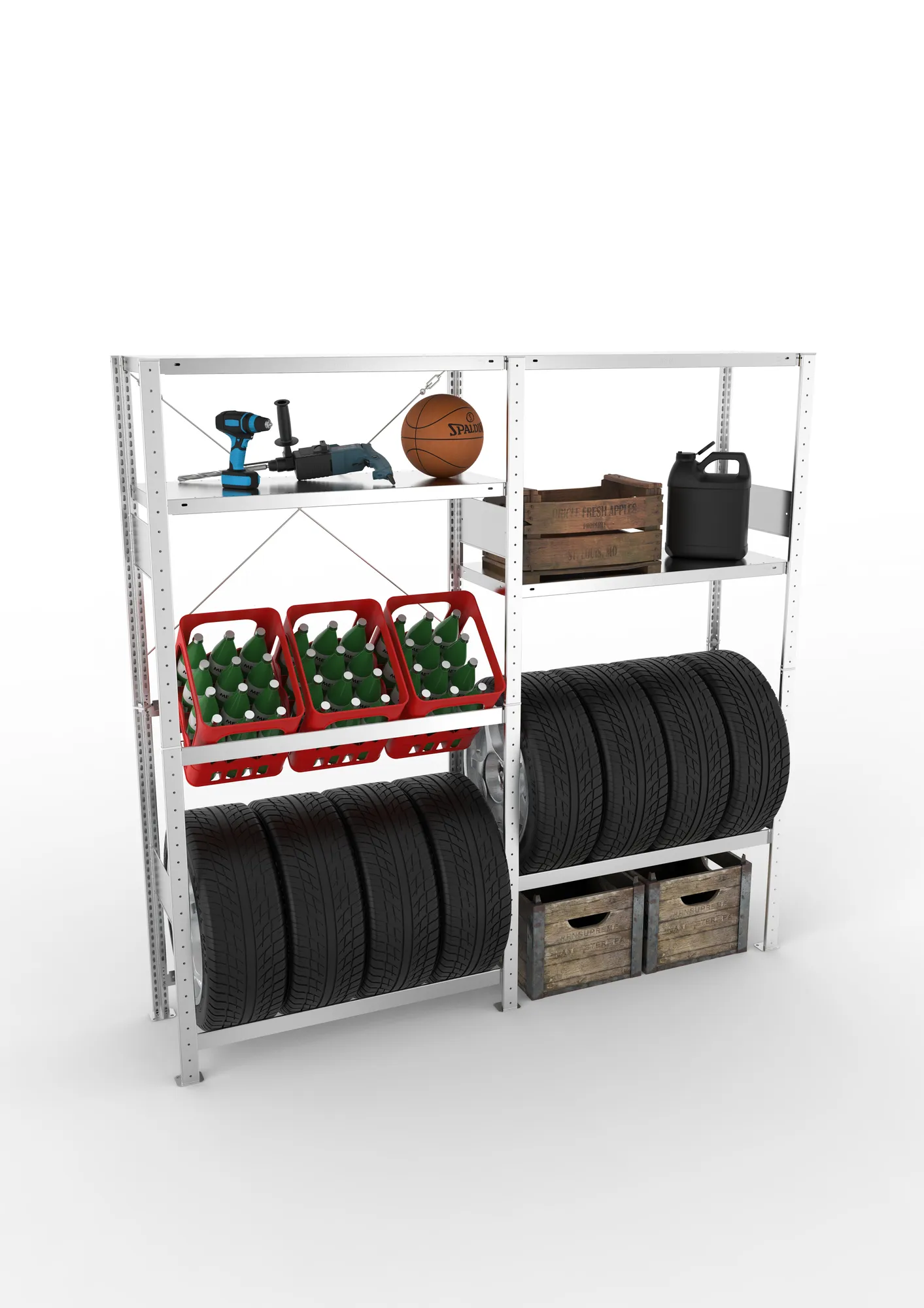 META CLIP SPLIT | Garagenregal | 2 Felder | 2000 x 1000 x 400 mm | Fachlast 150 kg | verzinkt