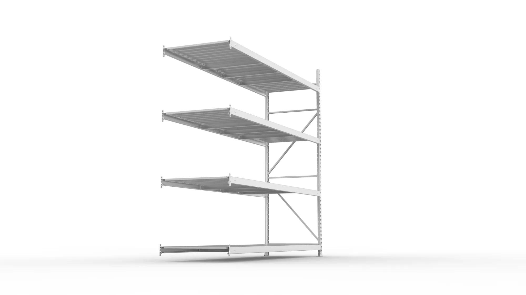 META MINI-RACK Weitspannregal | Anbauregal | 2500 x 2600 x 800 mm | Fachlast 490 kg | Stahlpaneelböden | 4 Ebenen