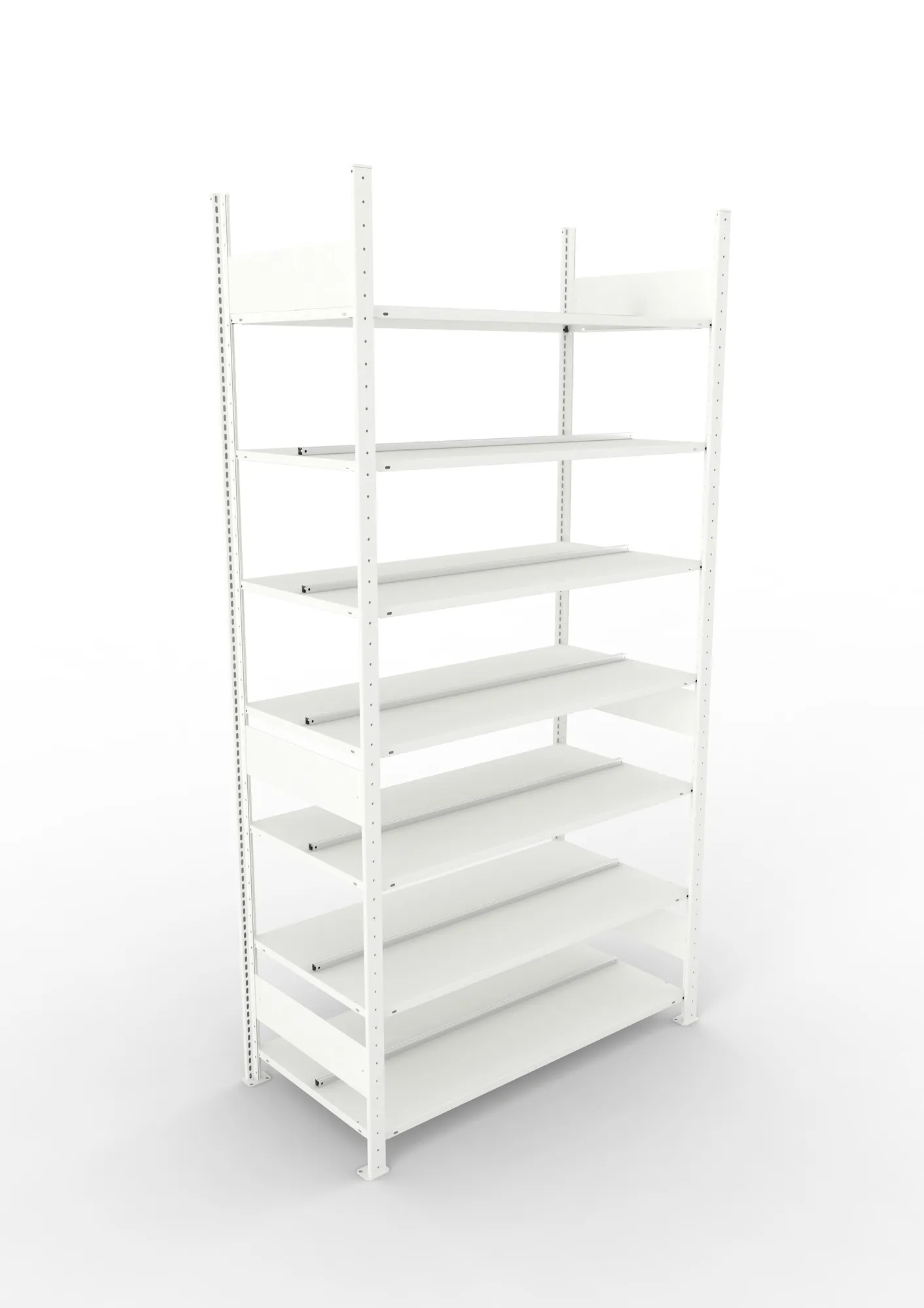 META COMPACT | Büro-Steckregal | Grundregal | 2500 x 1250 x 600 mm | Fachlast 100 kg | 7 Ebenen | RAL 7035