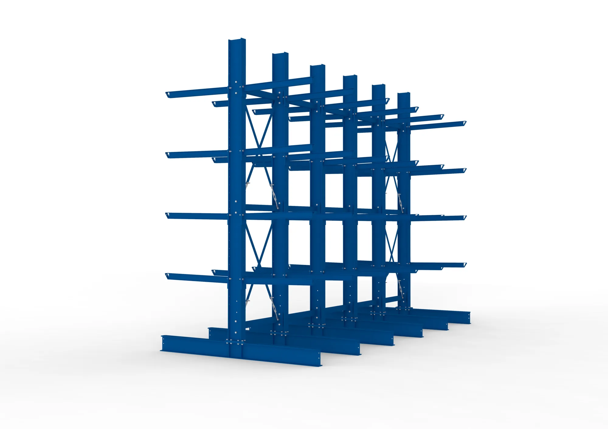 META MULTISTRONG H | Kragarmregal | 5 Felder | 4000 x 5000 x 1000 mm | Armlast 505 kg | doppelseitig | 4+1 Ebenen