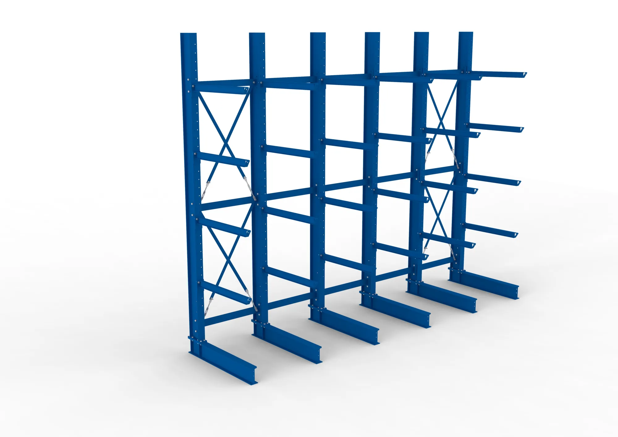 META MULTISTRONG H | Kragarmregal | 5 Felder | 4000 x 5000 x 1000 mm | Armlast 505 kg | einseitig | 4+1 Ebenen
