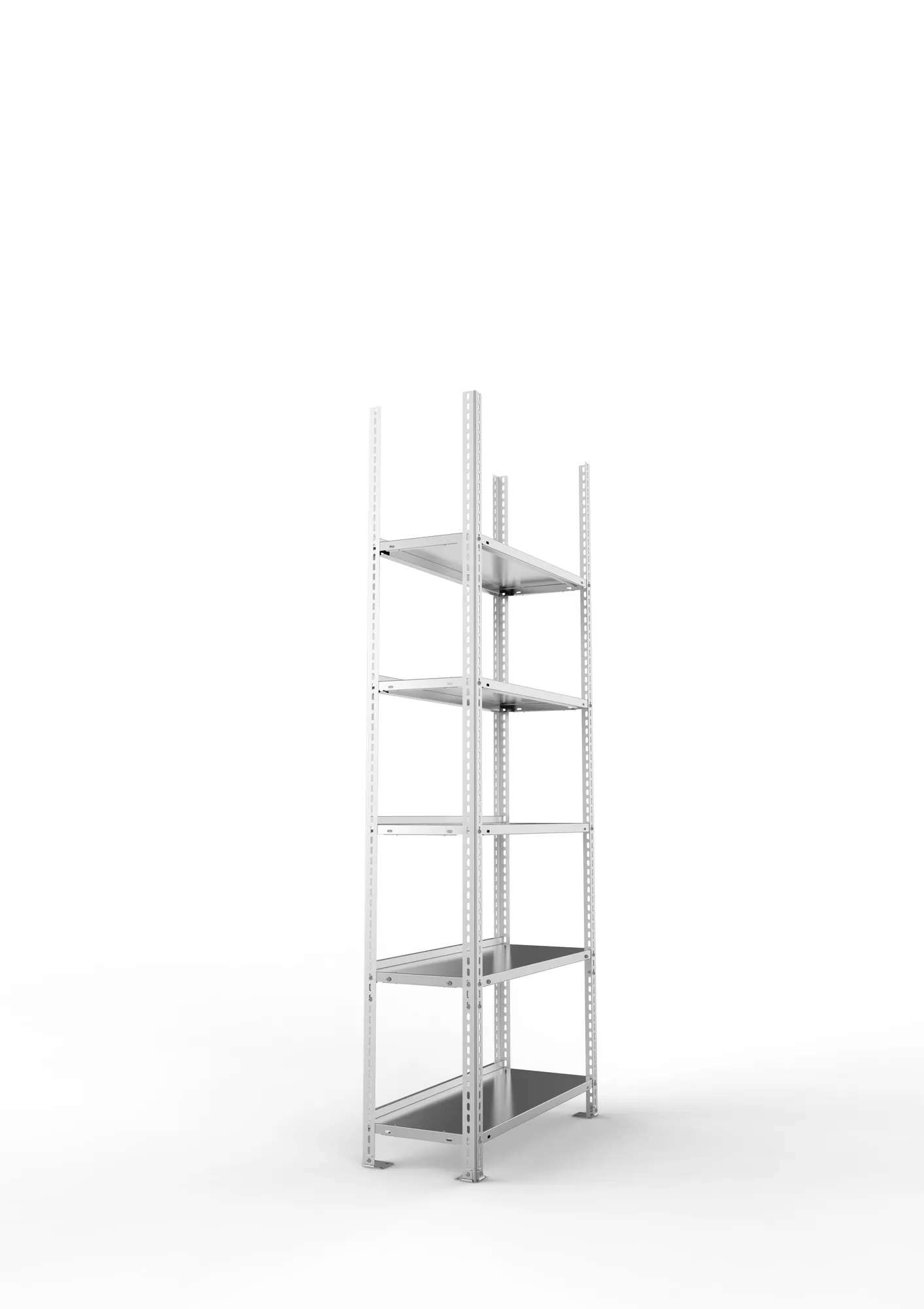 META FIX COMPACT | Büro-Schraubregal | Grundregal | 1850 x 750 x 300 mm | 90 kg | 5 Ebenen | verzinkt