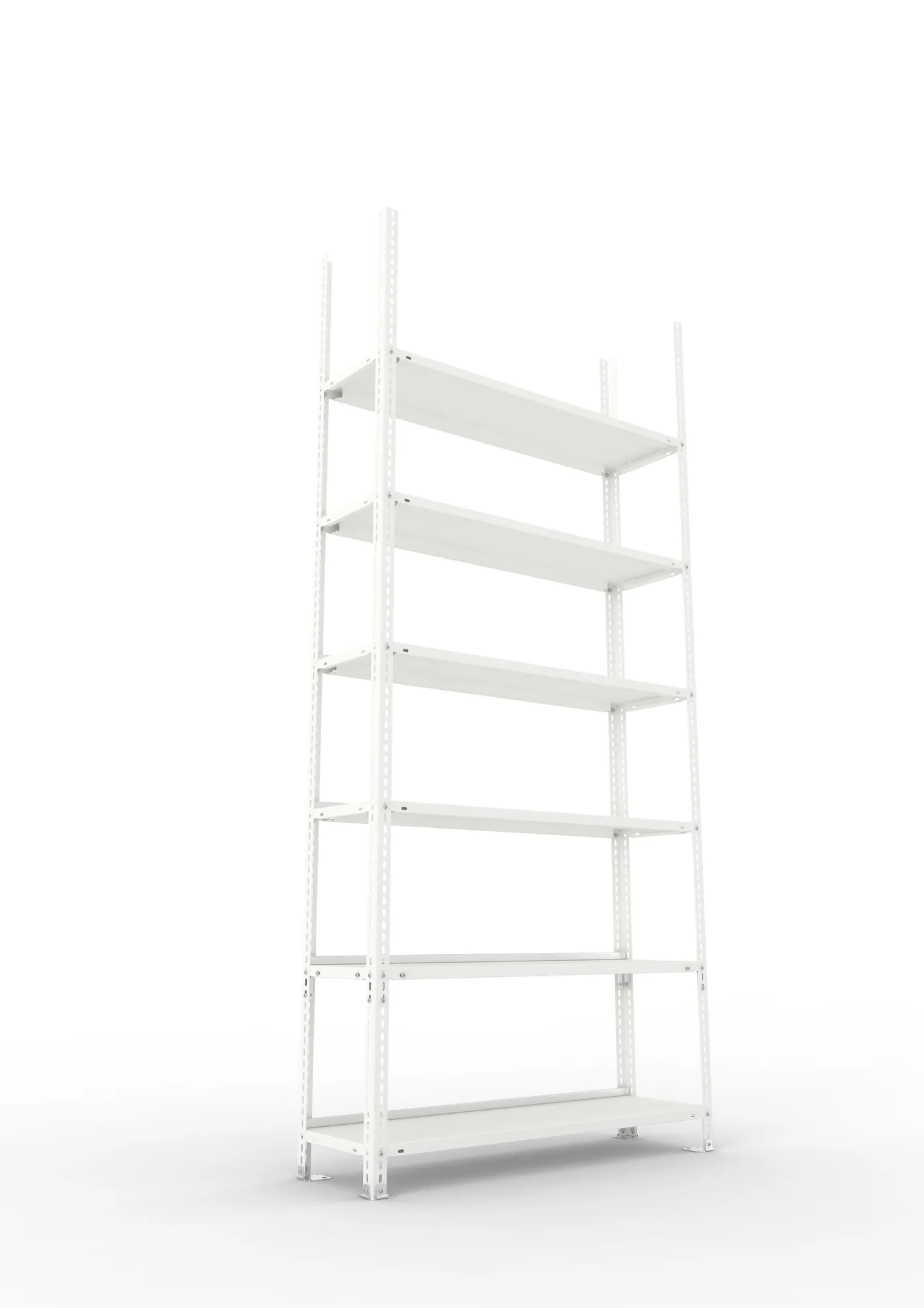 META FIX COMPACT | Büro-Schraubregal | Grundregal | 2200 x 1000 x 300 mm | Fachlast 80 kg | 6 Ebenen | RAL 7035