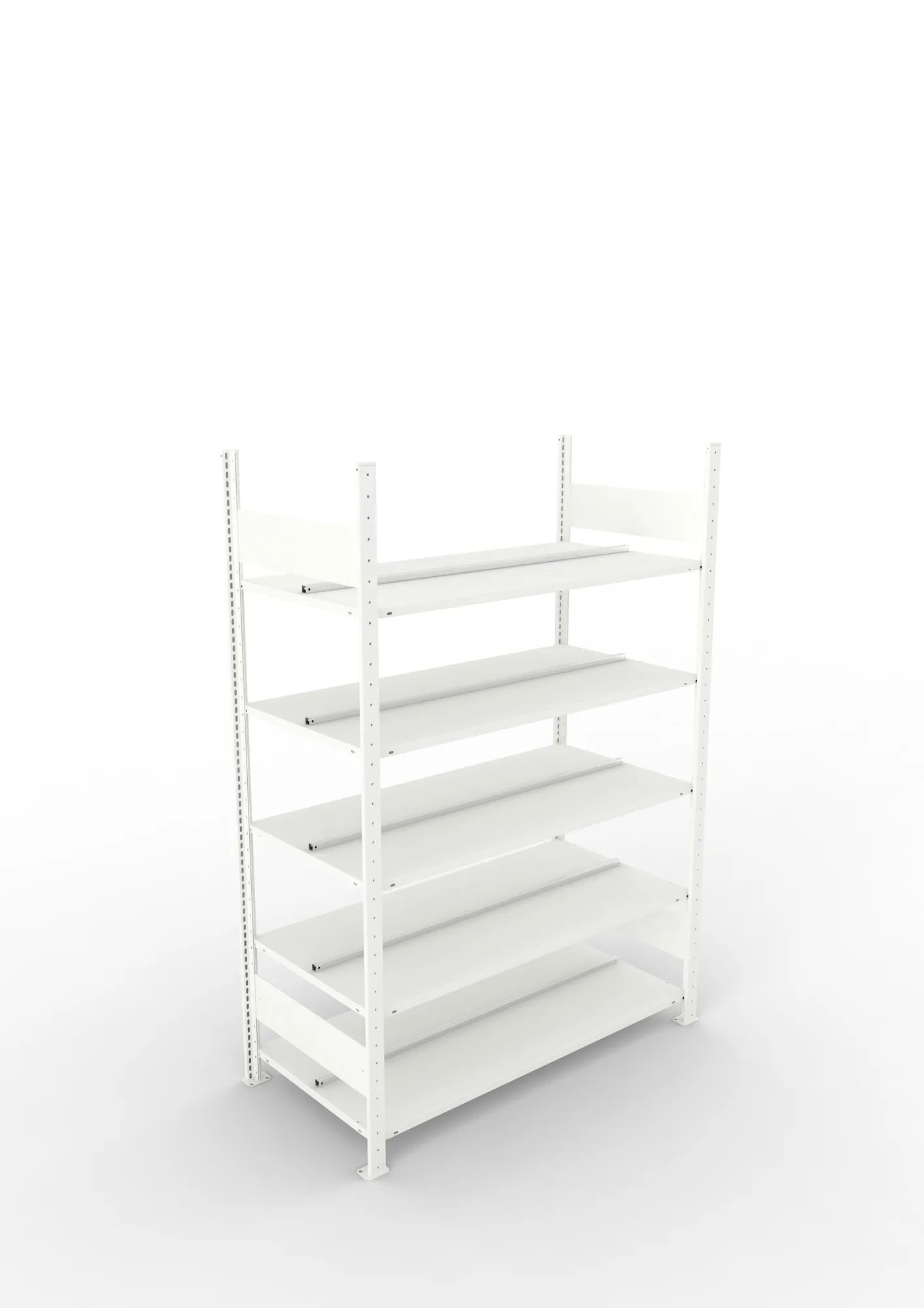 META COMPACT | Büro-Steckregal | Grundregal | 1850 x 1250 x 600 mm | Fachlast 100 kg | 5 Ebenen | RAL 7035