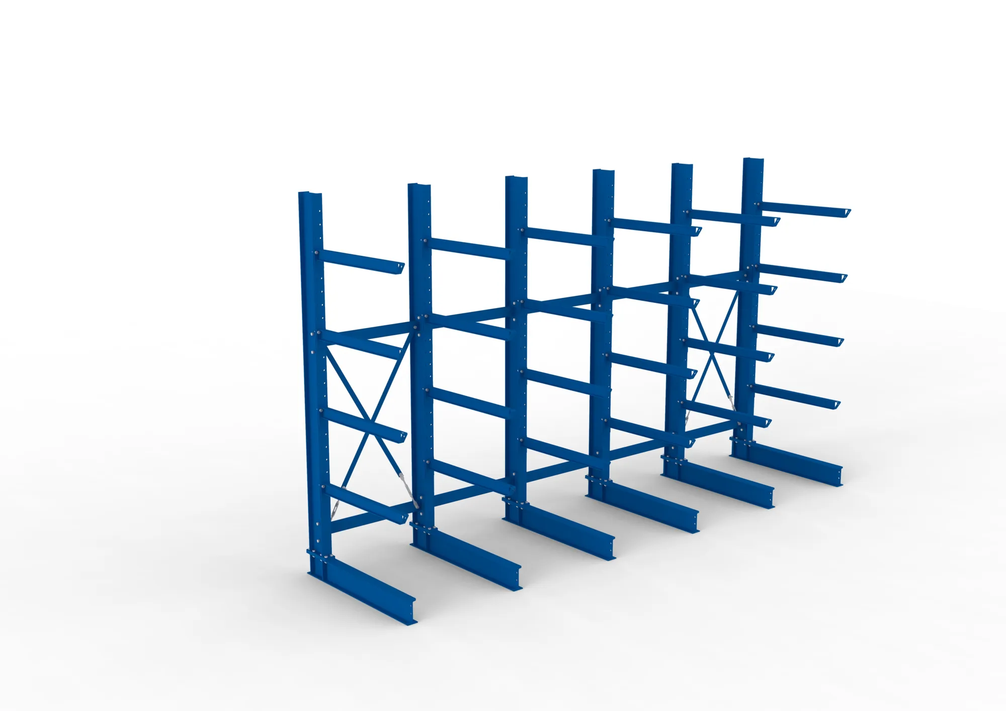 META MULTISTRONG H | Kragarmregal | 5 Felder | 3000 x 5000 x 1000 mm | Armlast 505 kg | einseitig | 4+1 Ebenen