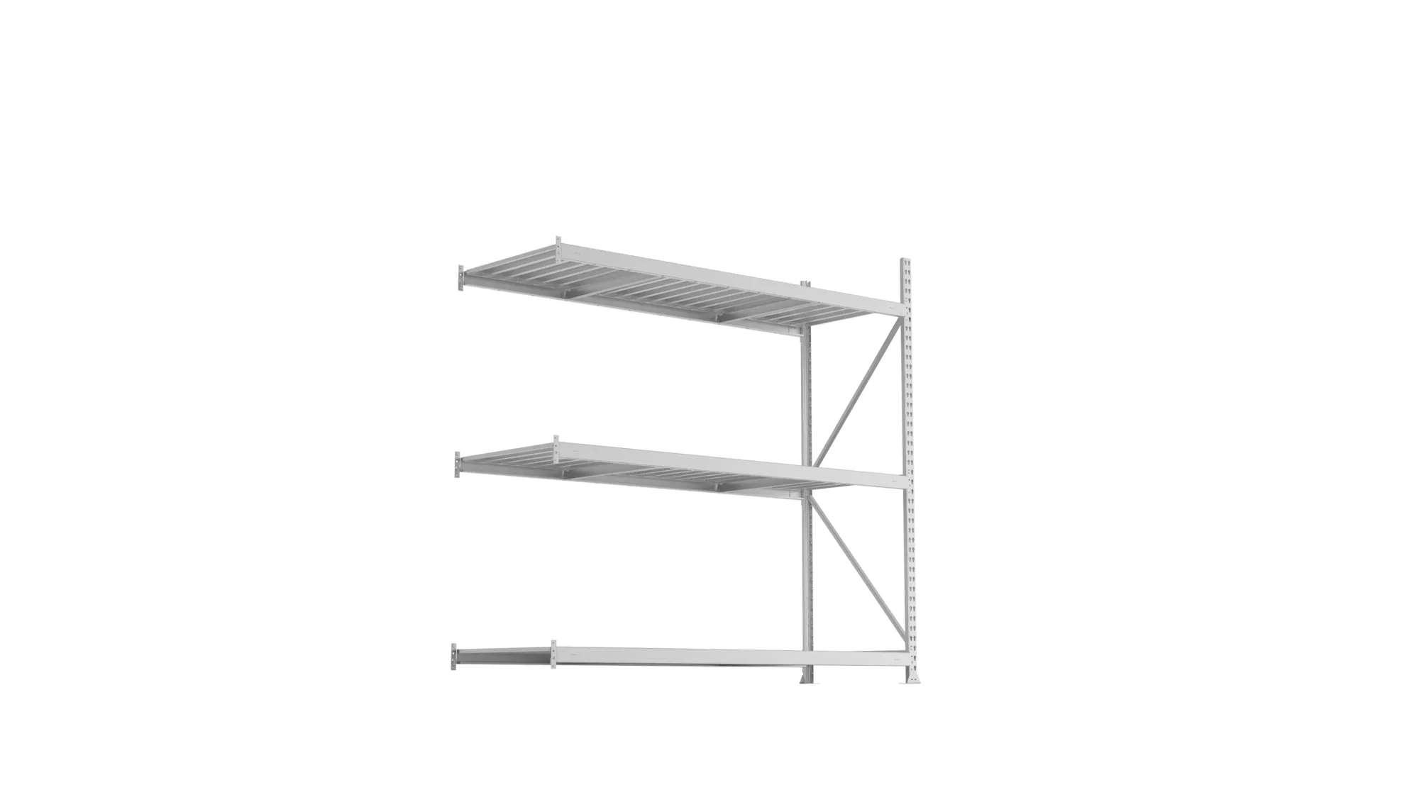 META MINI-RACK Weitspannregal | Anbauregal | 2200 x 2200 x 800 mm | Fachlast 600 kg | Stahlpaneelböden | 3 Ebenen