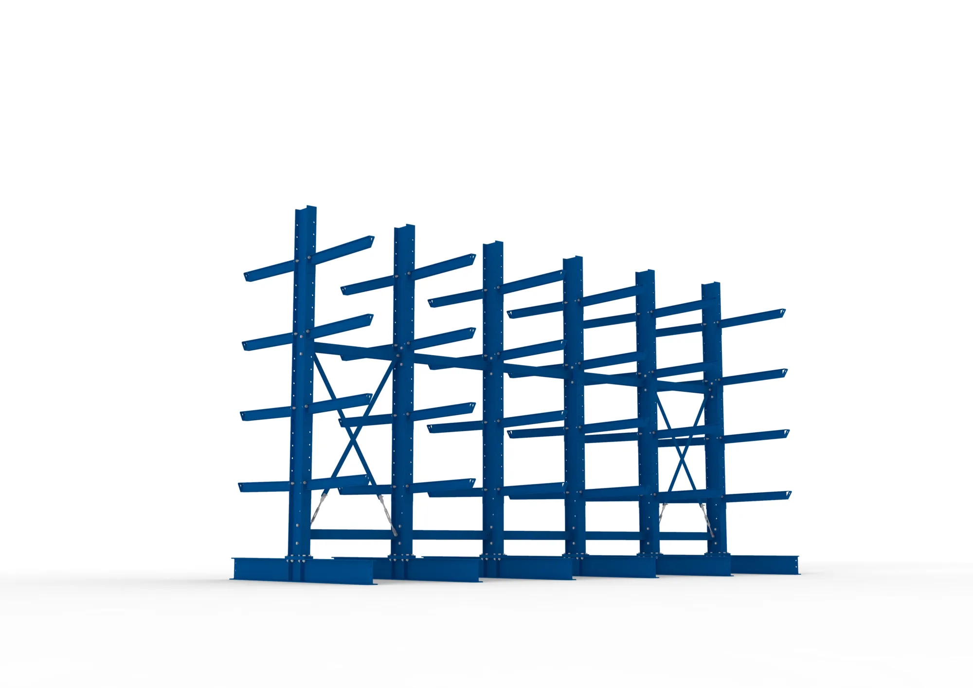 META MULTISTRONG H | Kragarmregal | 5 Felder | 3000 x 5000 x 800 mm | Armlast 630 kg | doppelseitig | 4+1 Ebenen