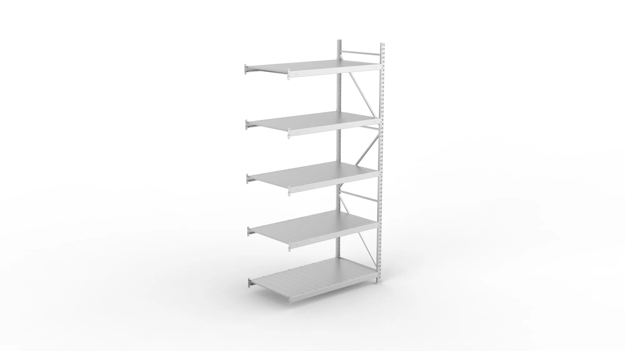META MINI-RACK Weitspannregal | Anbauregal | 3000 x 1400 x 800 mm | Fachlast 600 kg | Stahlpaneelböden | 5 Ebenen