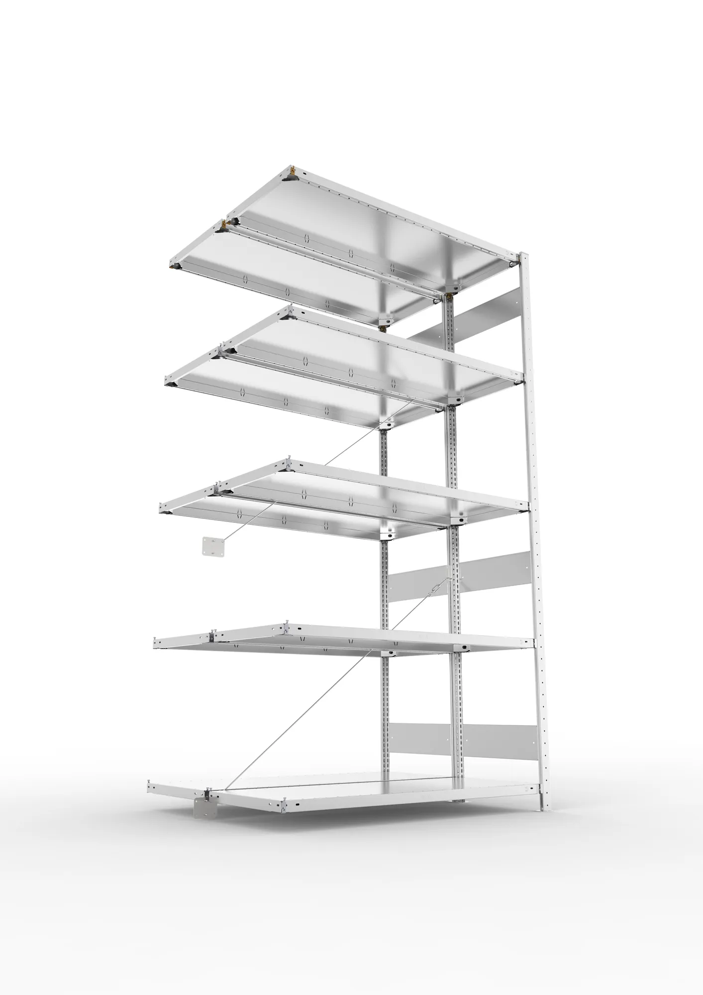 META CLIP | Fachbodenregal | Doppel-Anbauregal | 2500 x 1300 x 500 mm | Fachlast 230 kg | 4+1 Ebenen | verzinkt