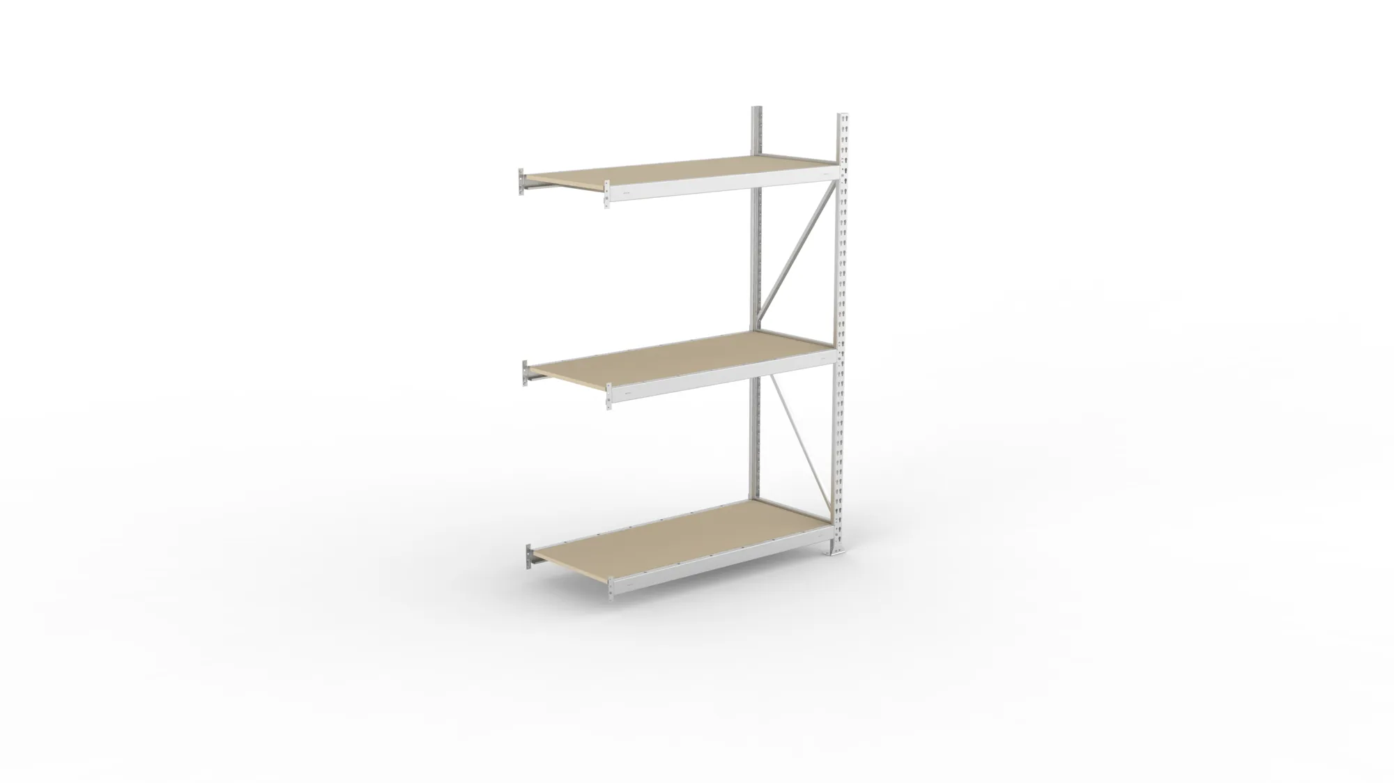 META MINI-RACK Weitspannregal | Anbauregal | 2200 x 1400 x 650 mm | Fachlast 600 kg | Spanplattenböden | 3 Ebenen