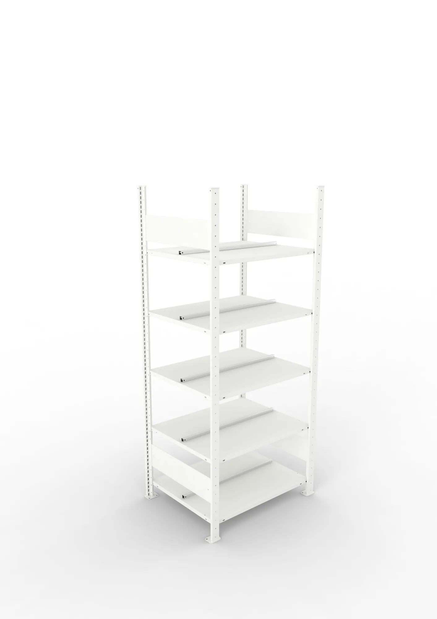 META COMPACT | Büro-Steckregal | Grundregal | 1850 x 750 x 600 mm | Fachlast 100 kg | 5 Ebenen | RAL 7035