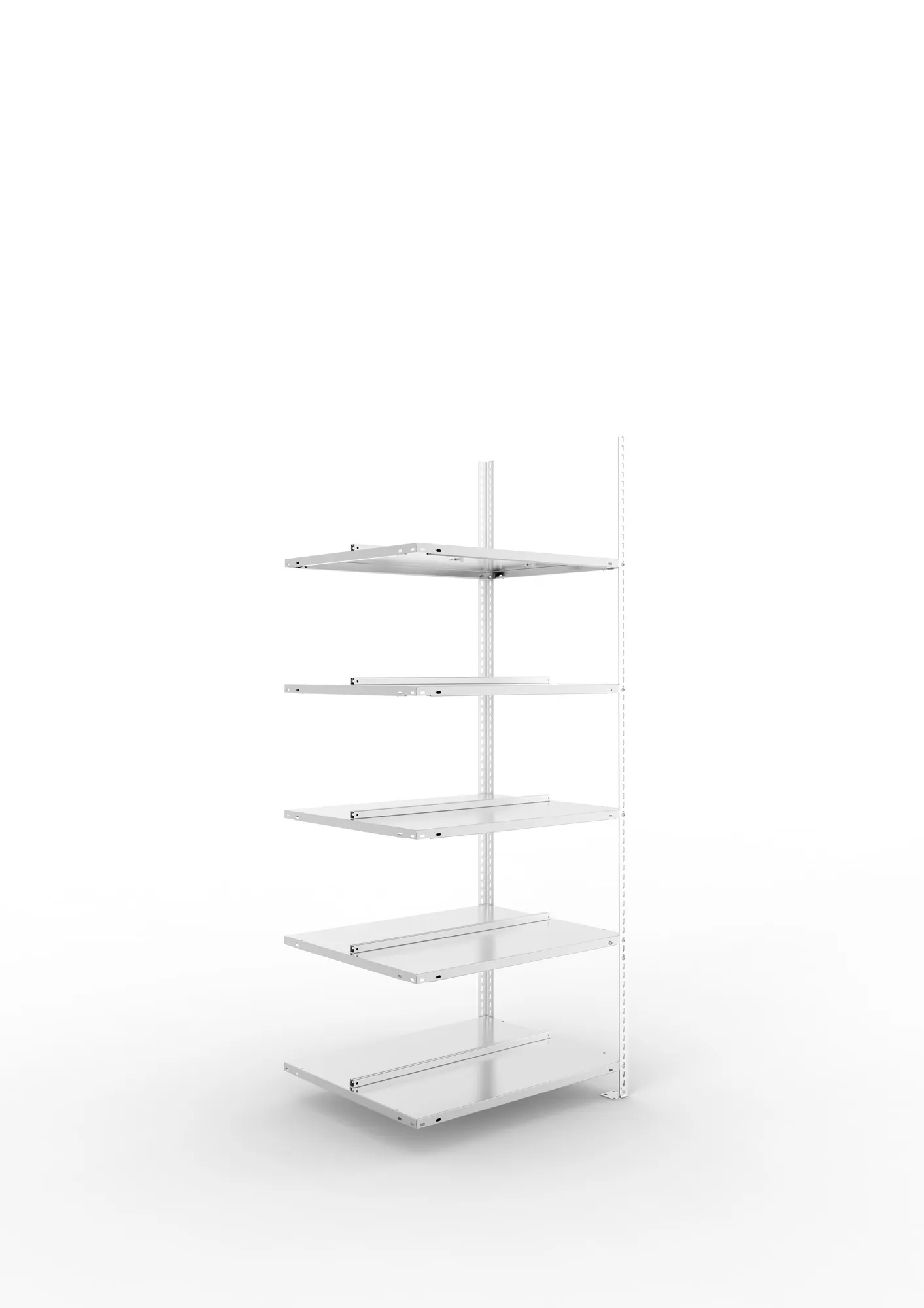META FIX COMPACT | Büro-Schraubregal | Anbauregal | 1850 x 750 x 600 mm | Fachlast 80 kg | 5 Ebenen | verzinkt