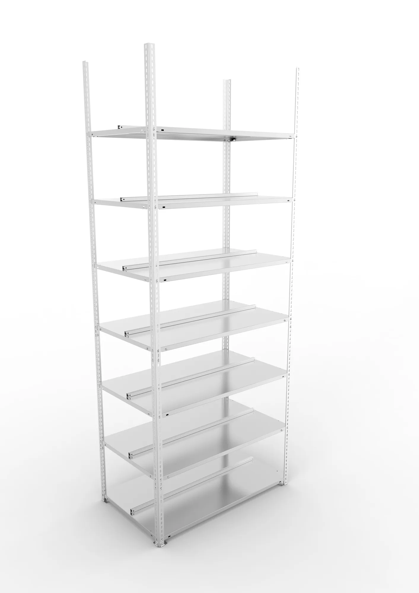 META FIX COMPACT | Büro-Schraubregal | Grundregal | 2500 x 1000 x 600 mm | Fachlast 100 kg | 7 Ebenen | verzinkt
