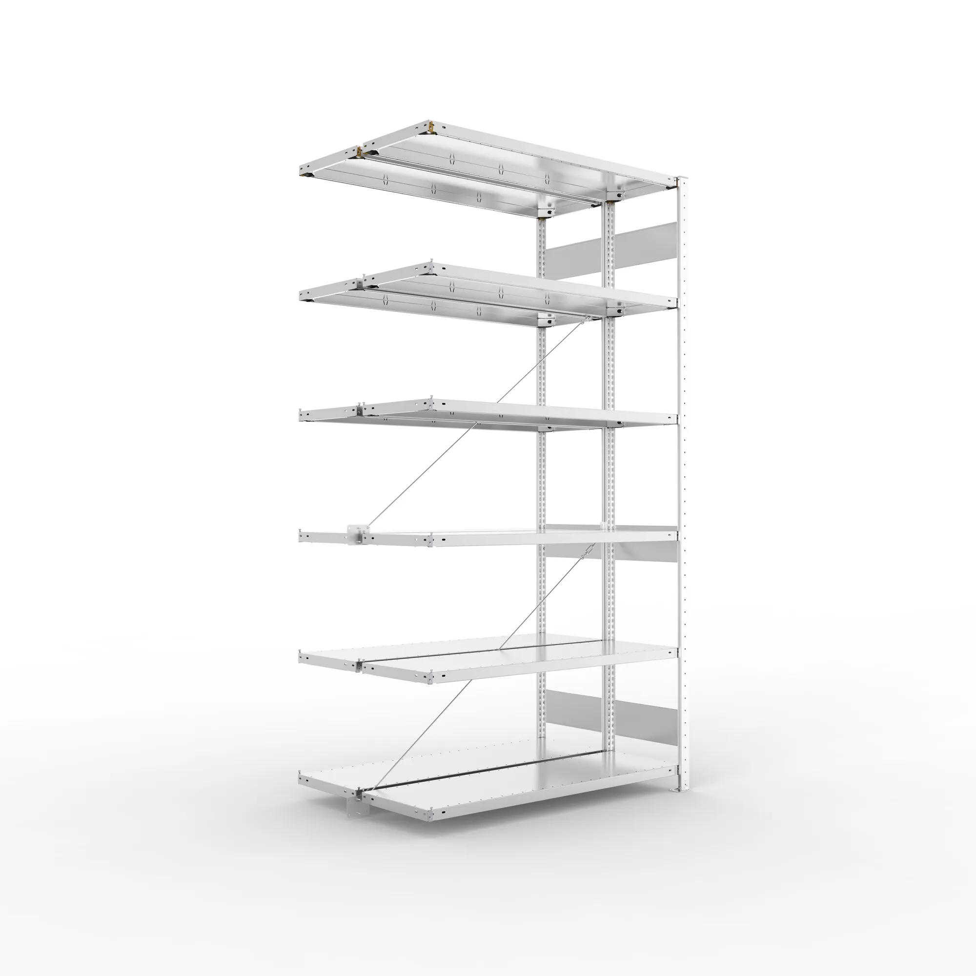META CLIP S3 | Fachbodenregal | Doppel-Anbauregal | 2500 x 1300 x 400 mm | Fachlast 150 kg | 5+1 Ebenen | verzinkt