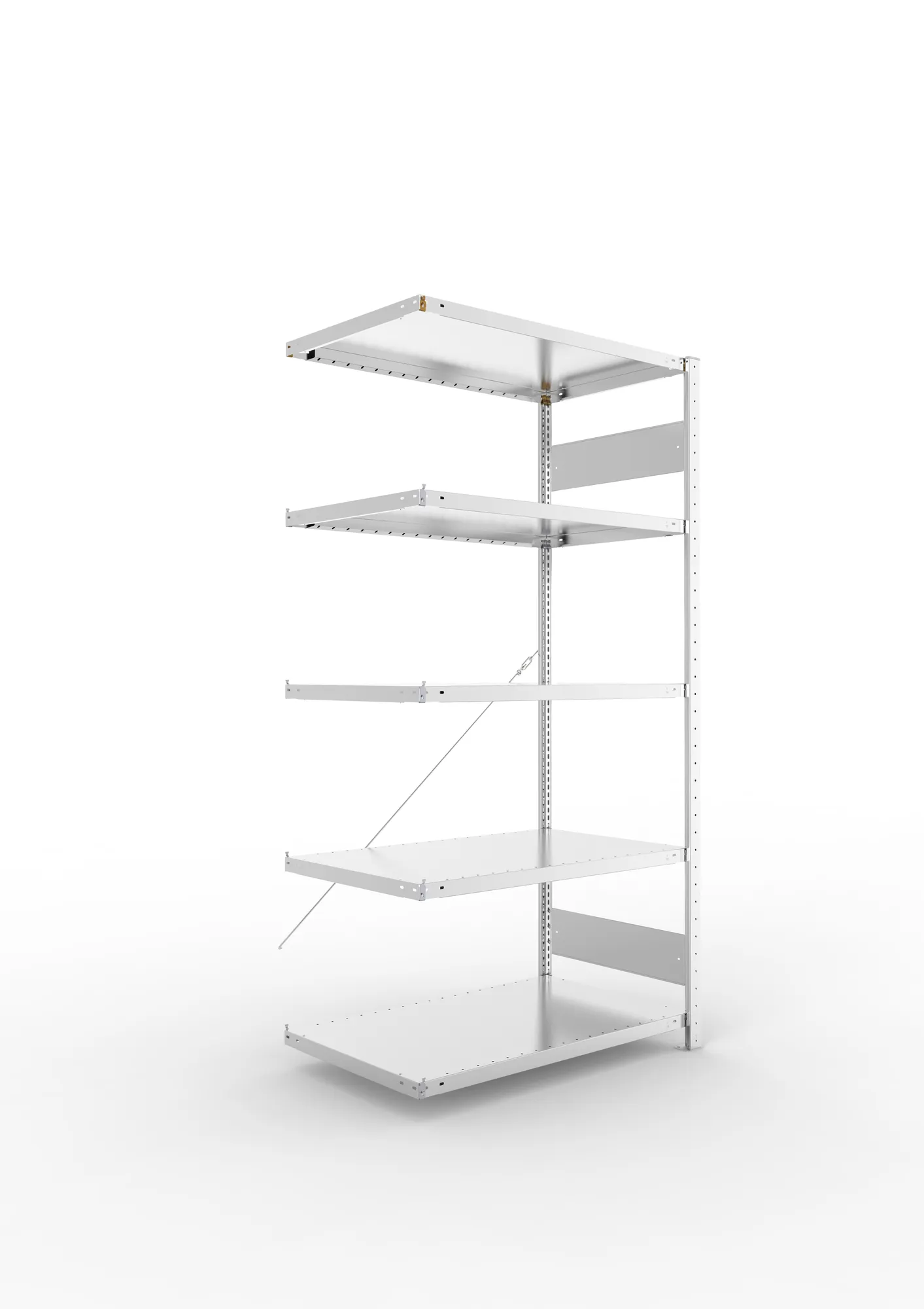 META CLIP S3 | Fachbodenregal | Anbauregal | 2000 x 1000 x 600 mm | Fachlast 230 kg | 4+1 Ebenen | verzinkt