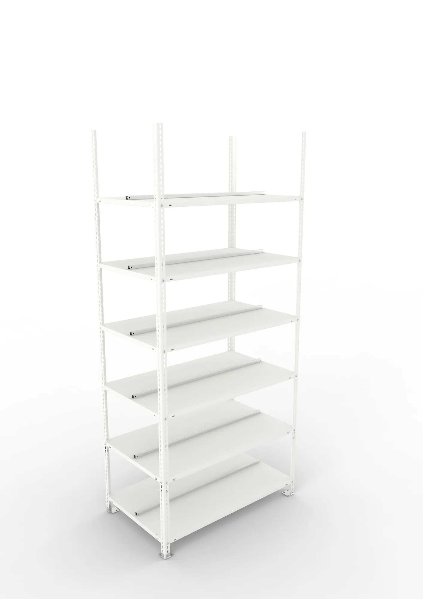 META FIX COMPACT | Büro-Schraubregal | Grundregal | 2200 x 1000 x 600 mm | Fachlast 100 kg | 6 Ebenen | RAL 7035