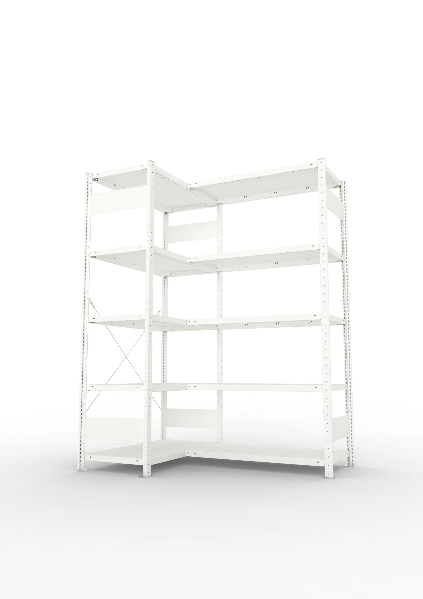 META CLIP | Eckregal | 2000 x 1000 x 500 mm | Fachlast 100 kg | 4+1 Ebenen | RAL 7035