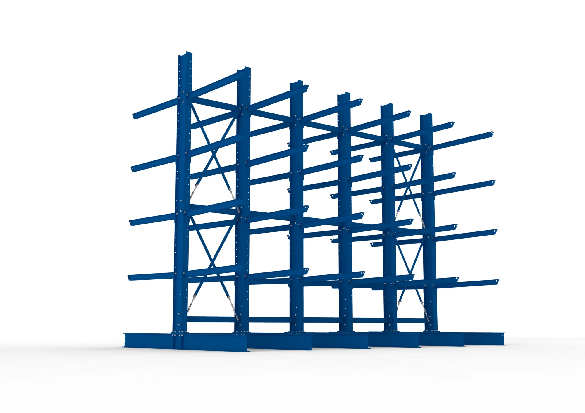 META MULTISTRONG H | Kragarmregal | 5 Felder | 4000 x 5000 x 1250 mm | Armlast 400 kg | doppelseitig | 4+1 Ebenen